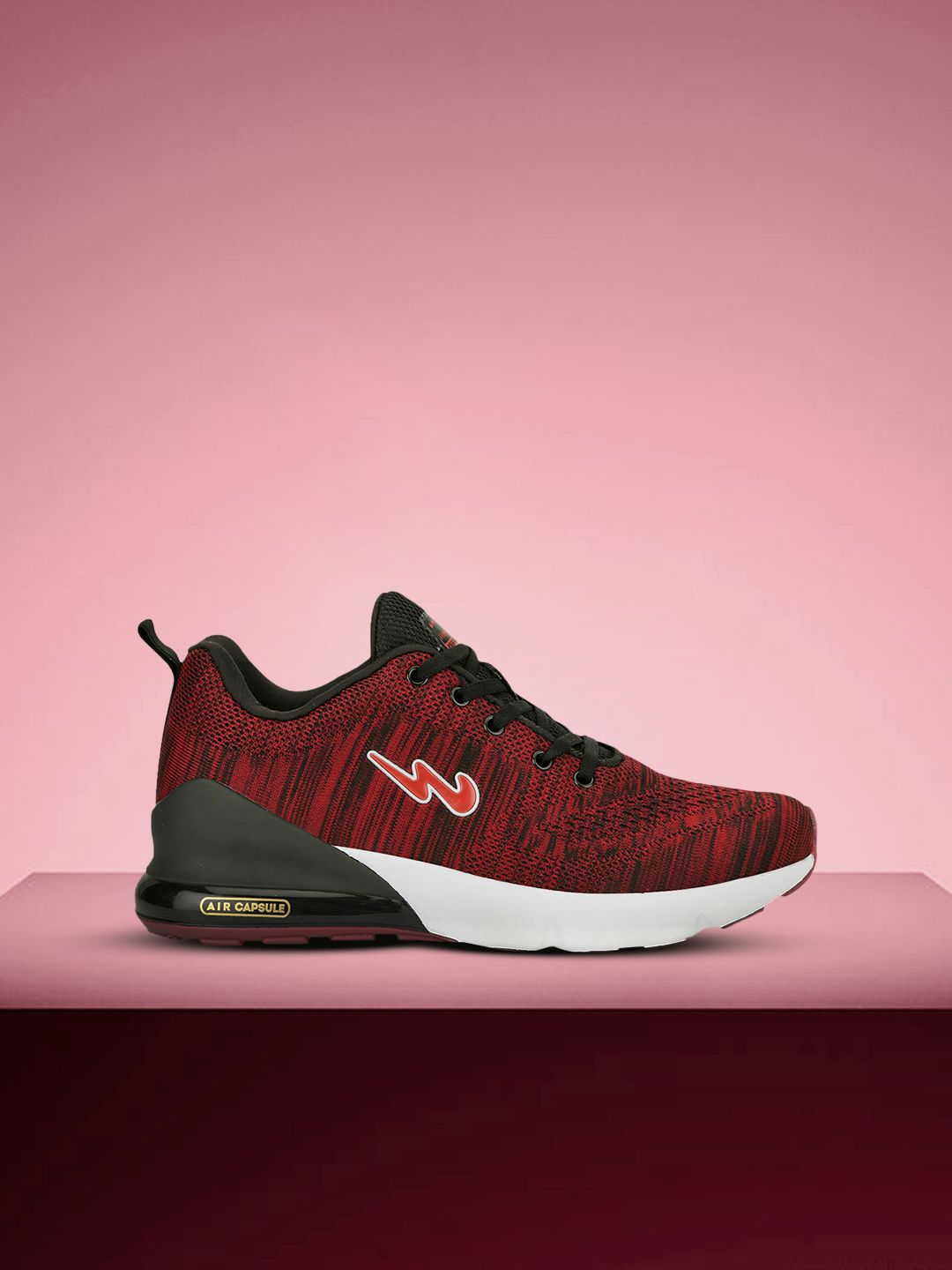 Campus Men Red & Black Mesh Remo Running Shoes