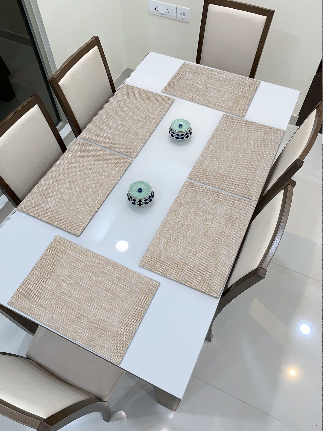 HOKIPO Set of 6 Brown Solid Table Placemats Price in India