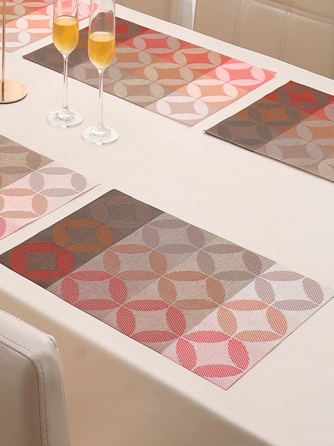 HOKIPO Set of 6 Red Floral Table Placemats