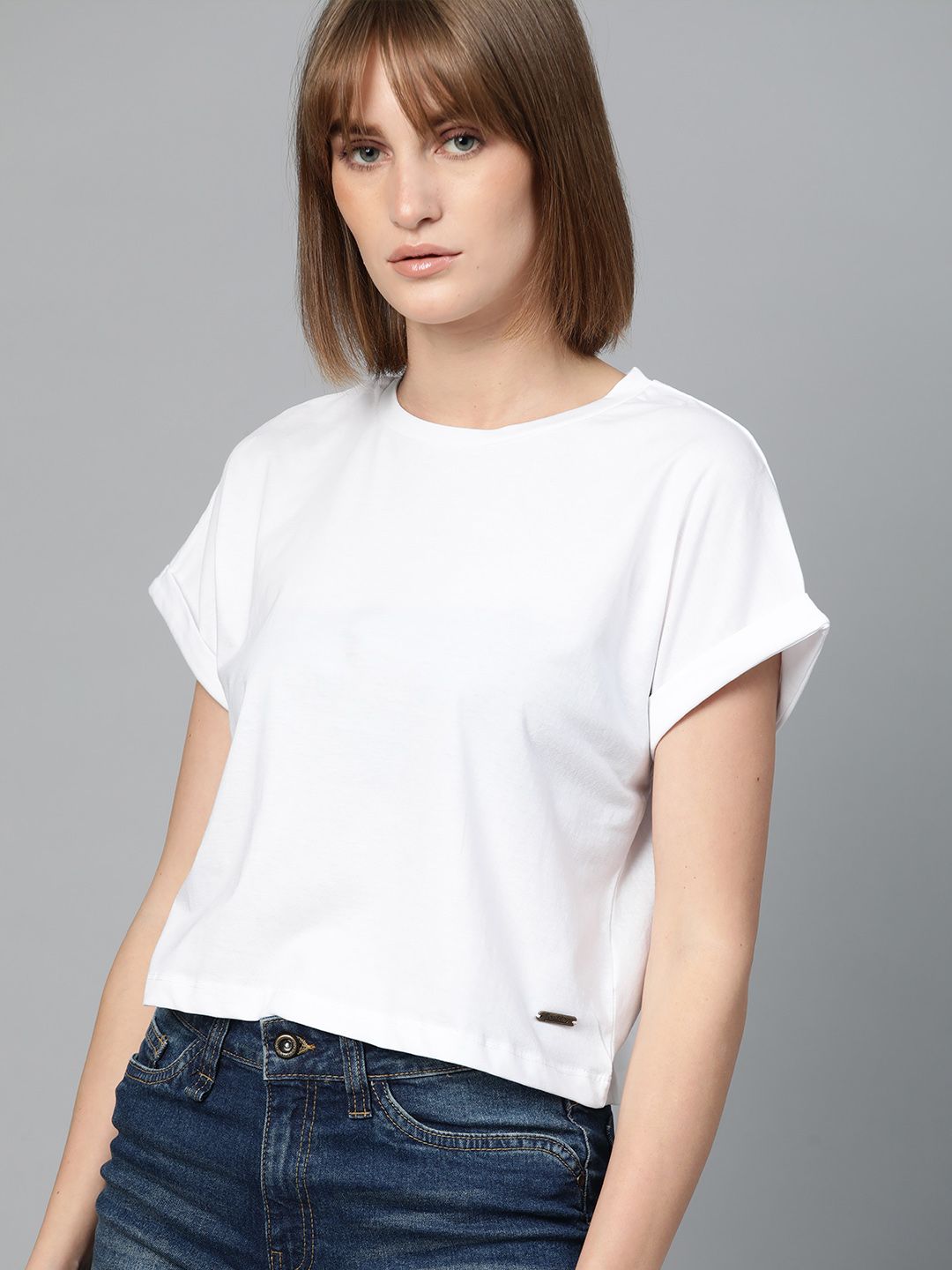 Roadster White Pure Cotton Top Price in India