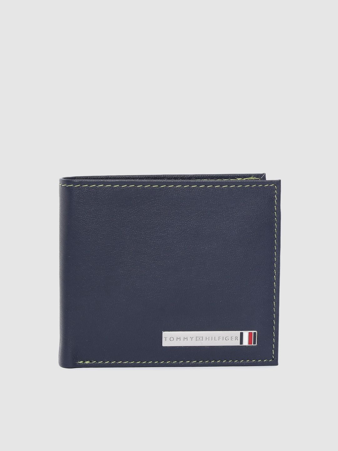 Tommy Hilfiger Tommy Hilfiger Men Navy Blue Solid Genuine Leather Two Fold Wallet