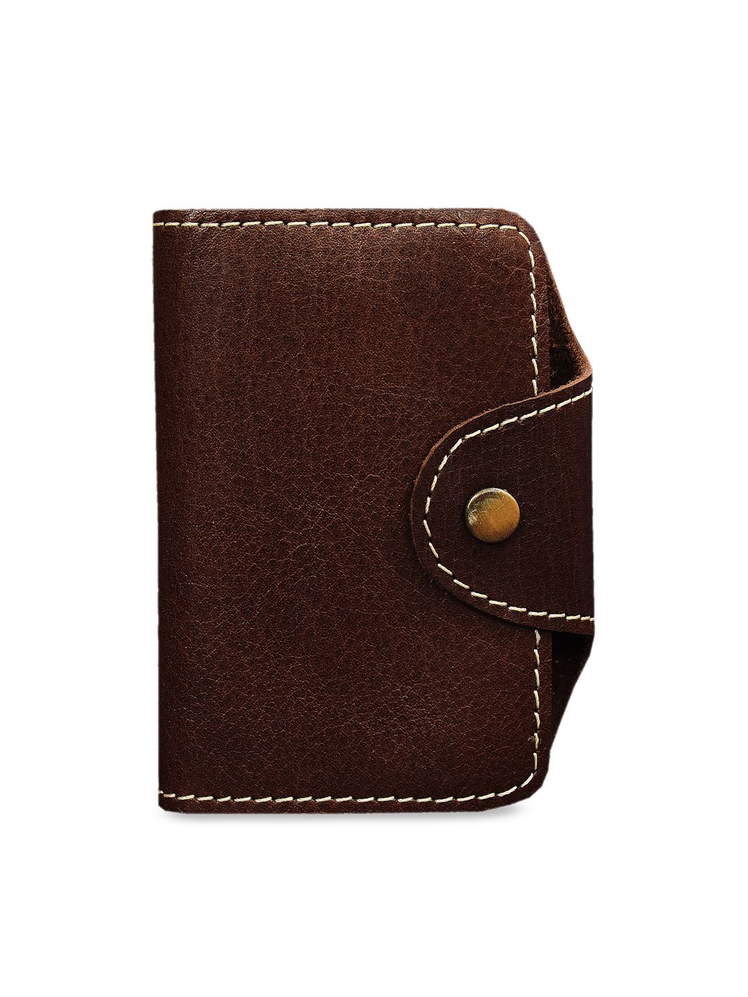 ABYS Unisex Coffee Brown Solid Genuine Leather Card Holder Price in India