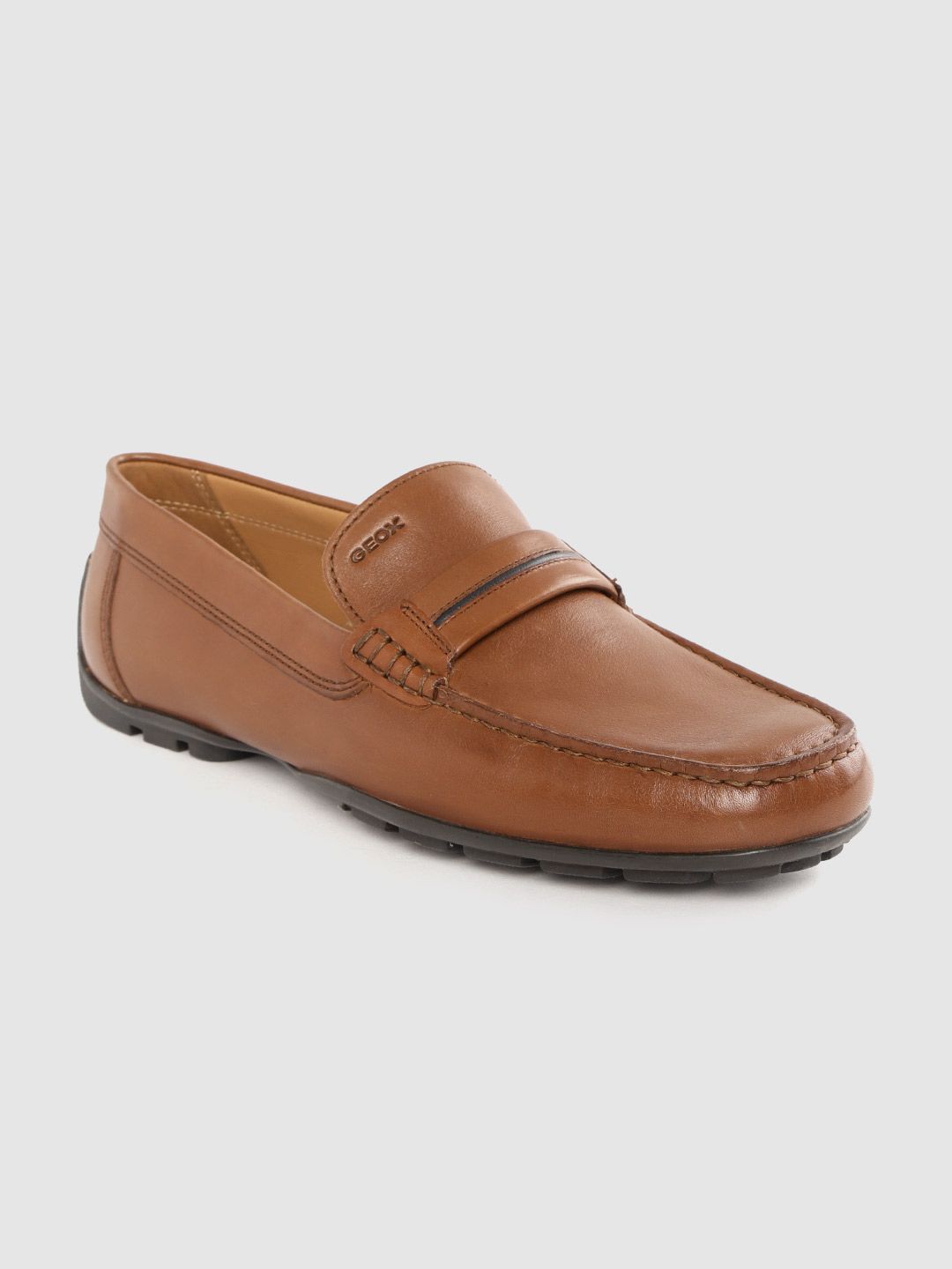 Geox Men Tan Brown Solid Leather Semiformal Driving Shoes