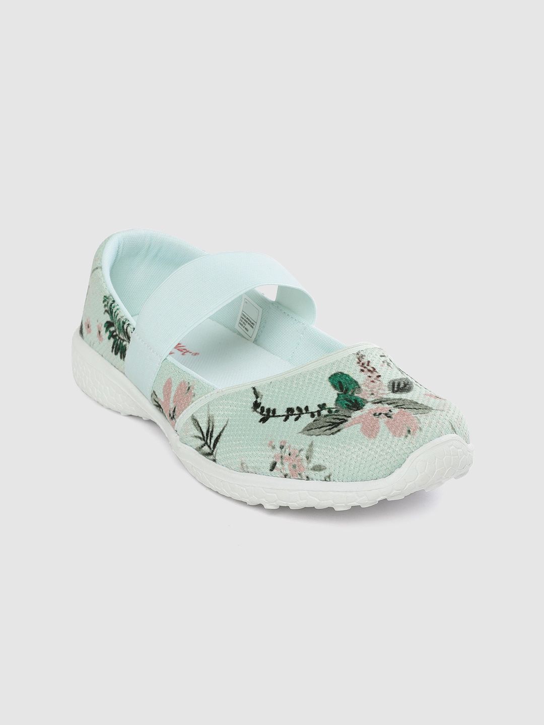 KazarMax Women Sea Green & Peach-Coloured Floral Print Slip-On Sneakers Price in India