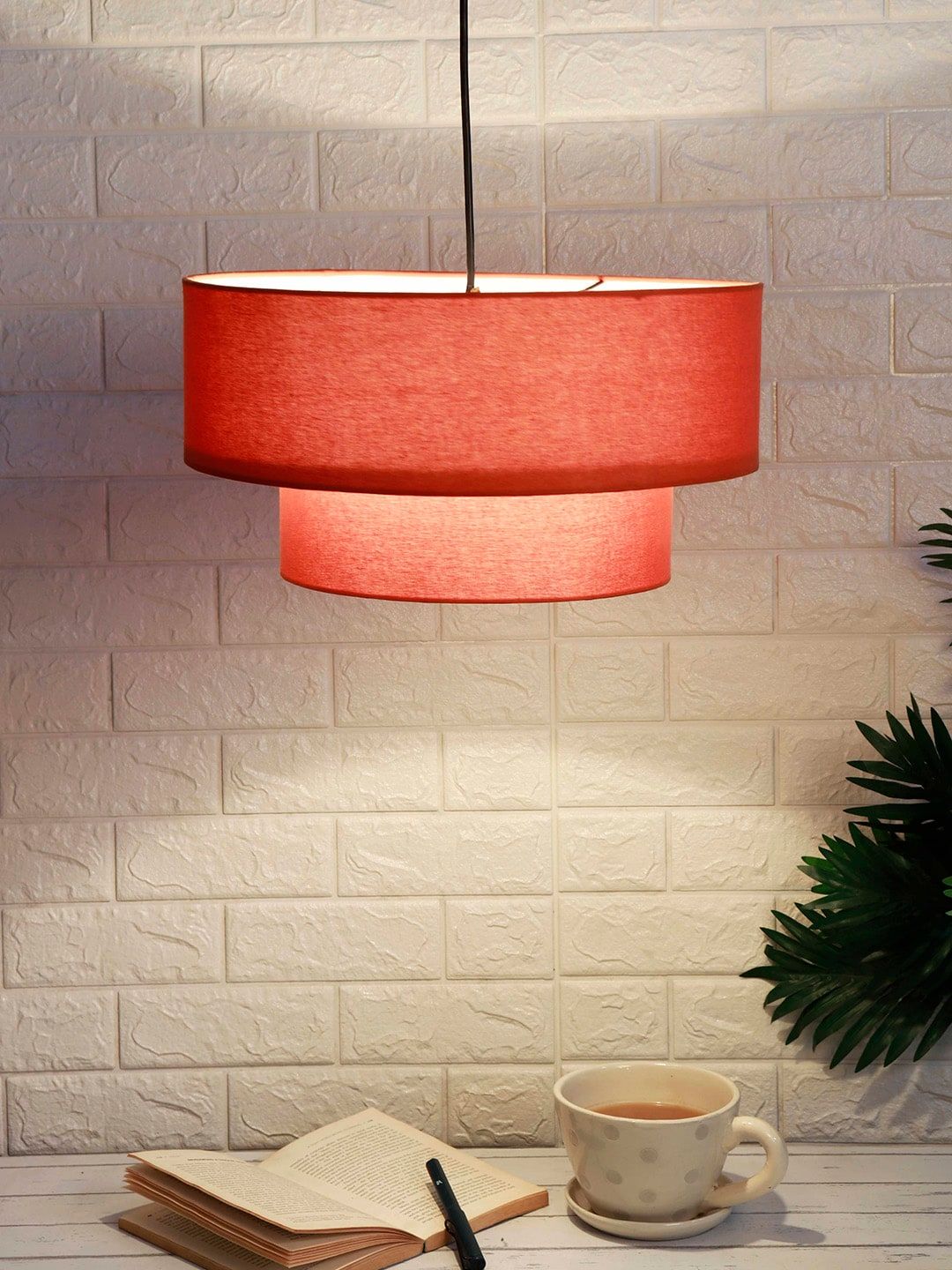 Grated Ginger Coral Red Solid Handcrafted Hanging Light Price in India