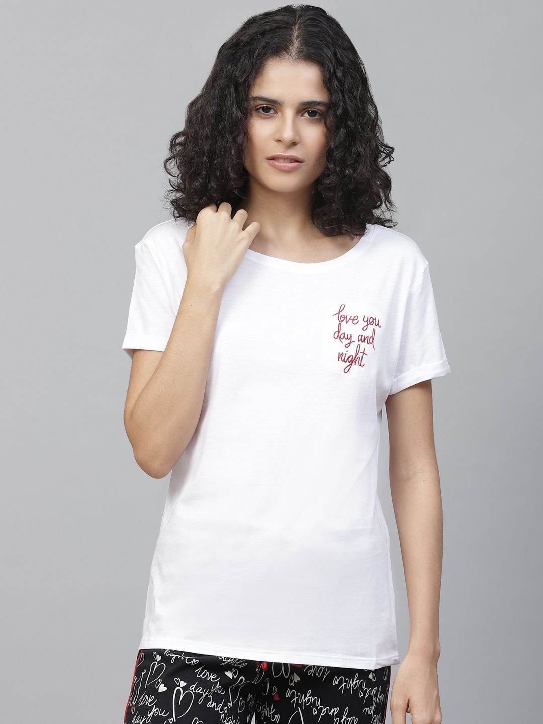 Marks & Spencer Women White Solid Lounge T-Shirt Price in India