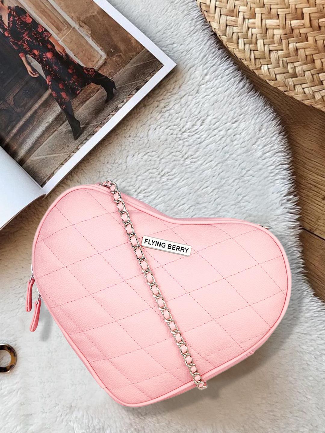 FLYING BERRY Pink Textured Sling Bag Price in India