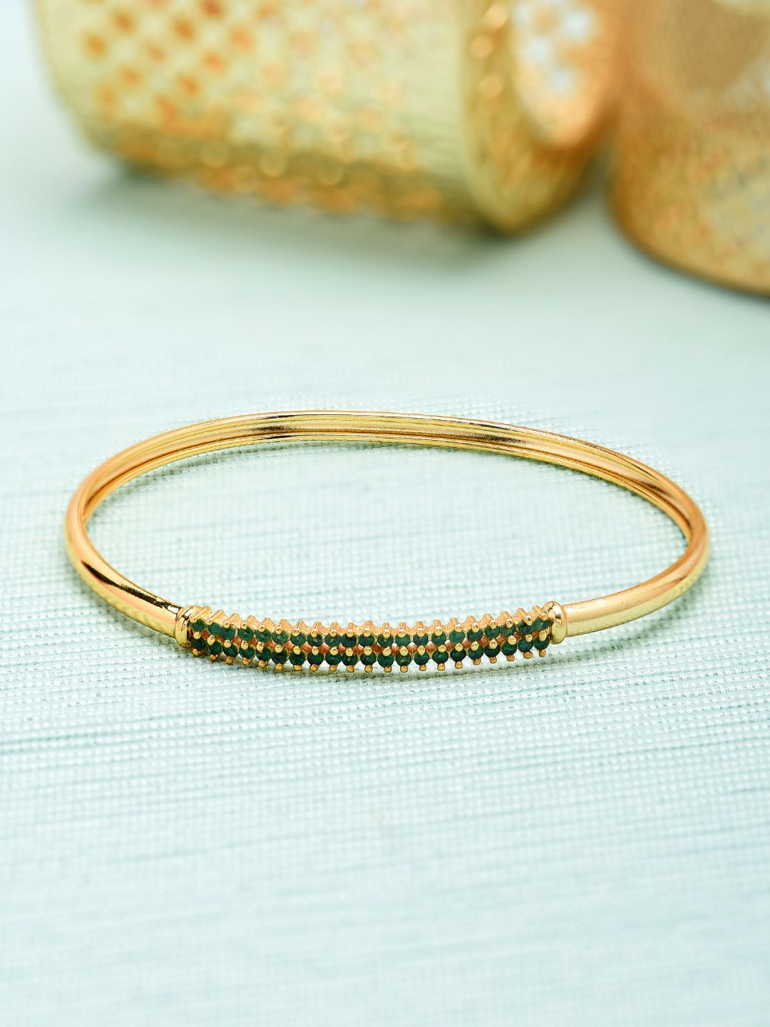 Zaveri Pearls Gold-Plated & Cubic Zirconia Bracelet Price in India
