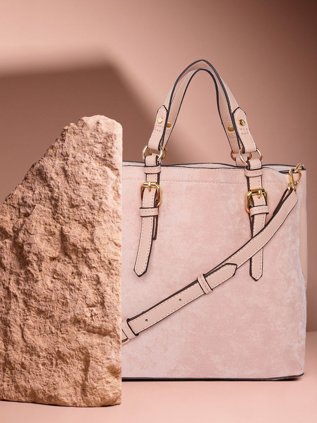 Accessorize Nude-Coloured Solid Handheld Bag Price in India