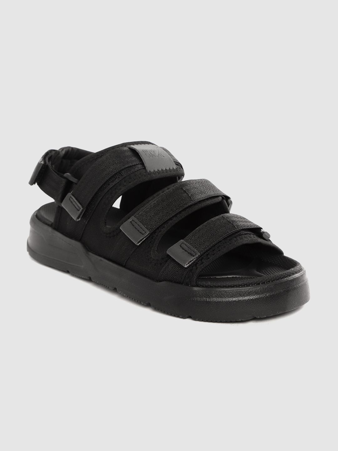 HRX by Hrithik Roshan Men Black Solid Hook & Loop Athleisure Sandal