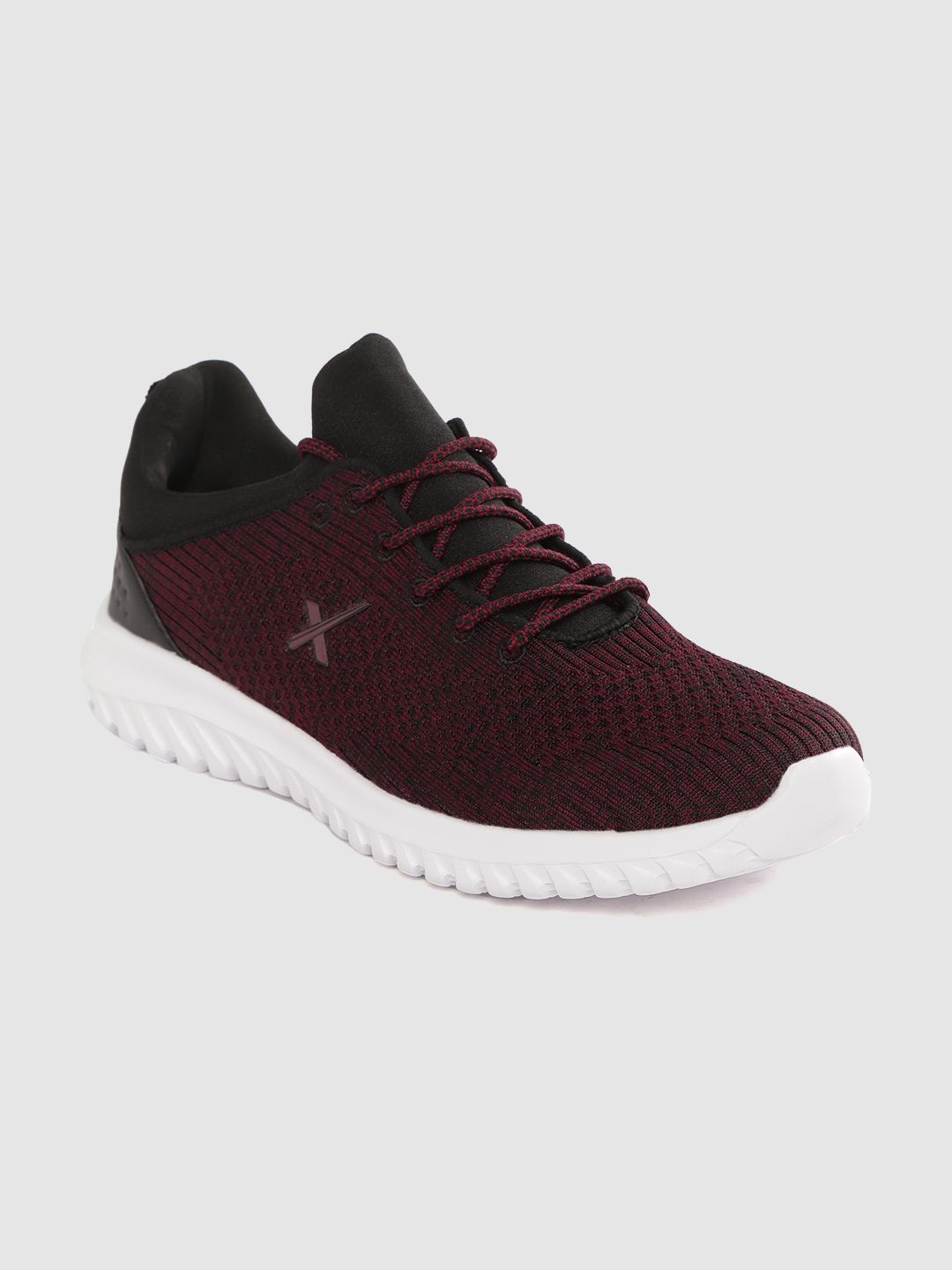 HRX by Hrithik Roshan Men Burgundy Woven Design Knit Run 1.0 Running Shoes