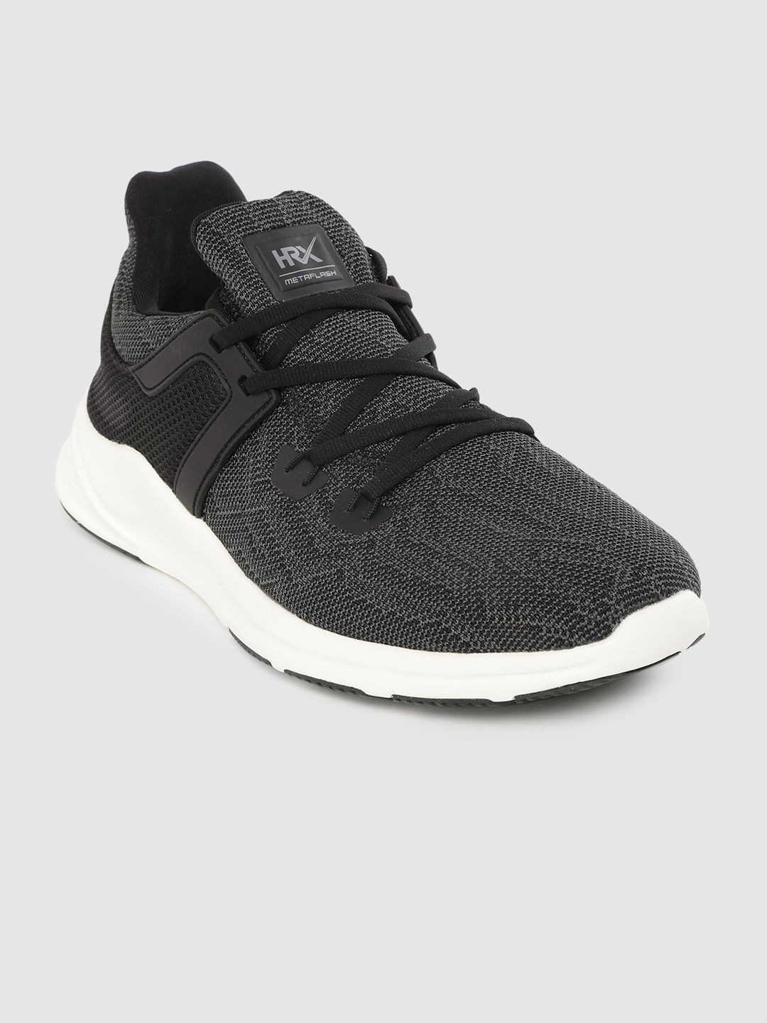 HRX by Hrithik Roshan Men Charcoal Grey & Black Woven Design Metaflash Running Shoes