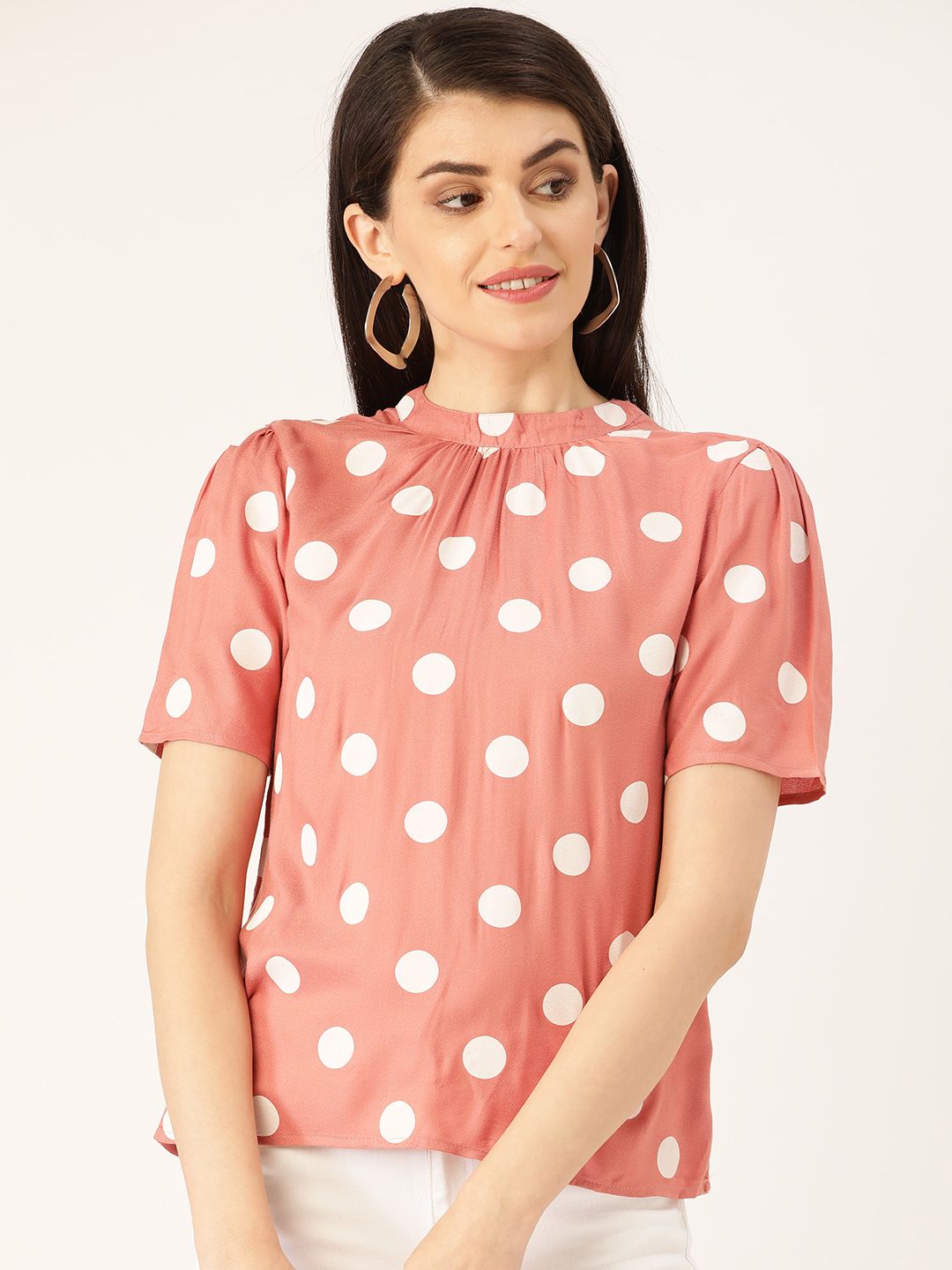 her by invictus Women Rose & Off-White Printed Top