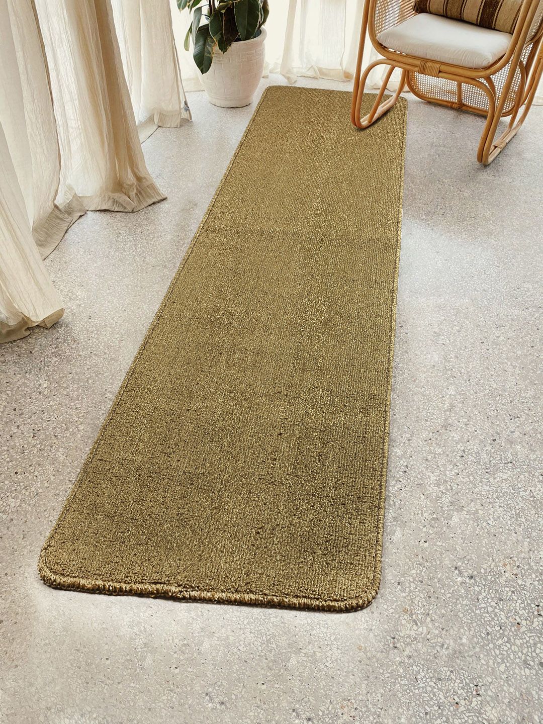 Saral Home Gold-Toned Solid Anti-Skid Floor Runner Price in India
