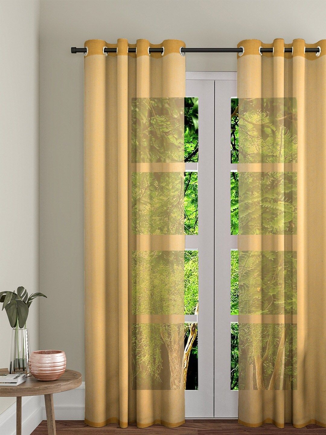 Soumya Beige Single Lightweight Sheer Long Door Curtain Price in India