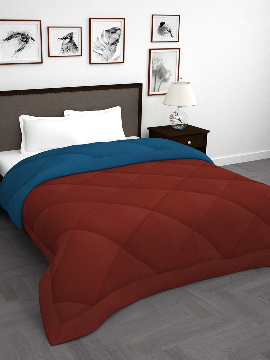 Story@home Red & Navy Blue Solid Heavy Winter 200 GSM Double Bed Comforter Price in India