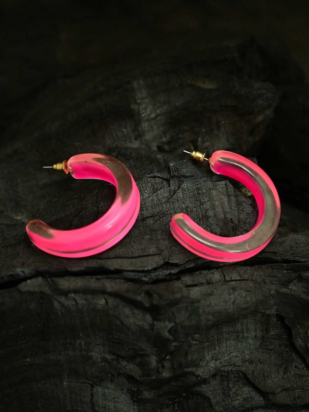 Sepia Pink Circular Half Hoop Earrings Price in India
