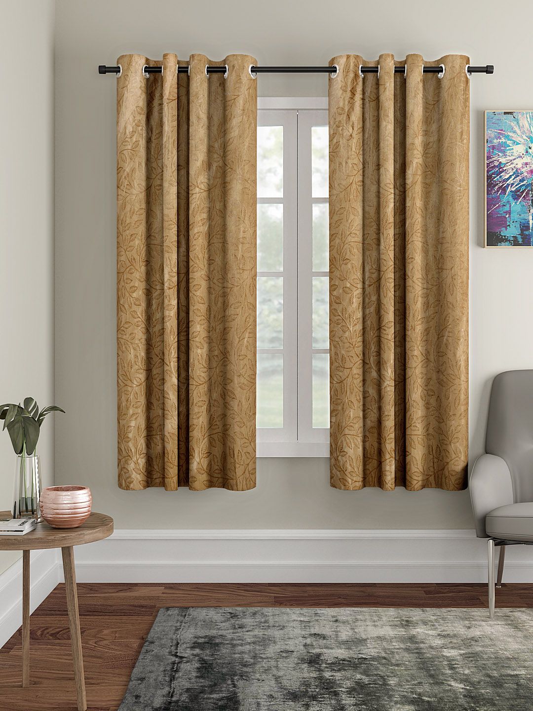Cortina Bronze-Coloured Set of 2 Window Curtains Price in India