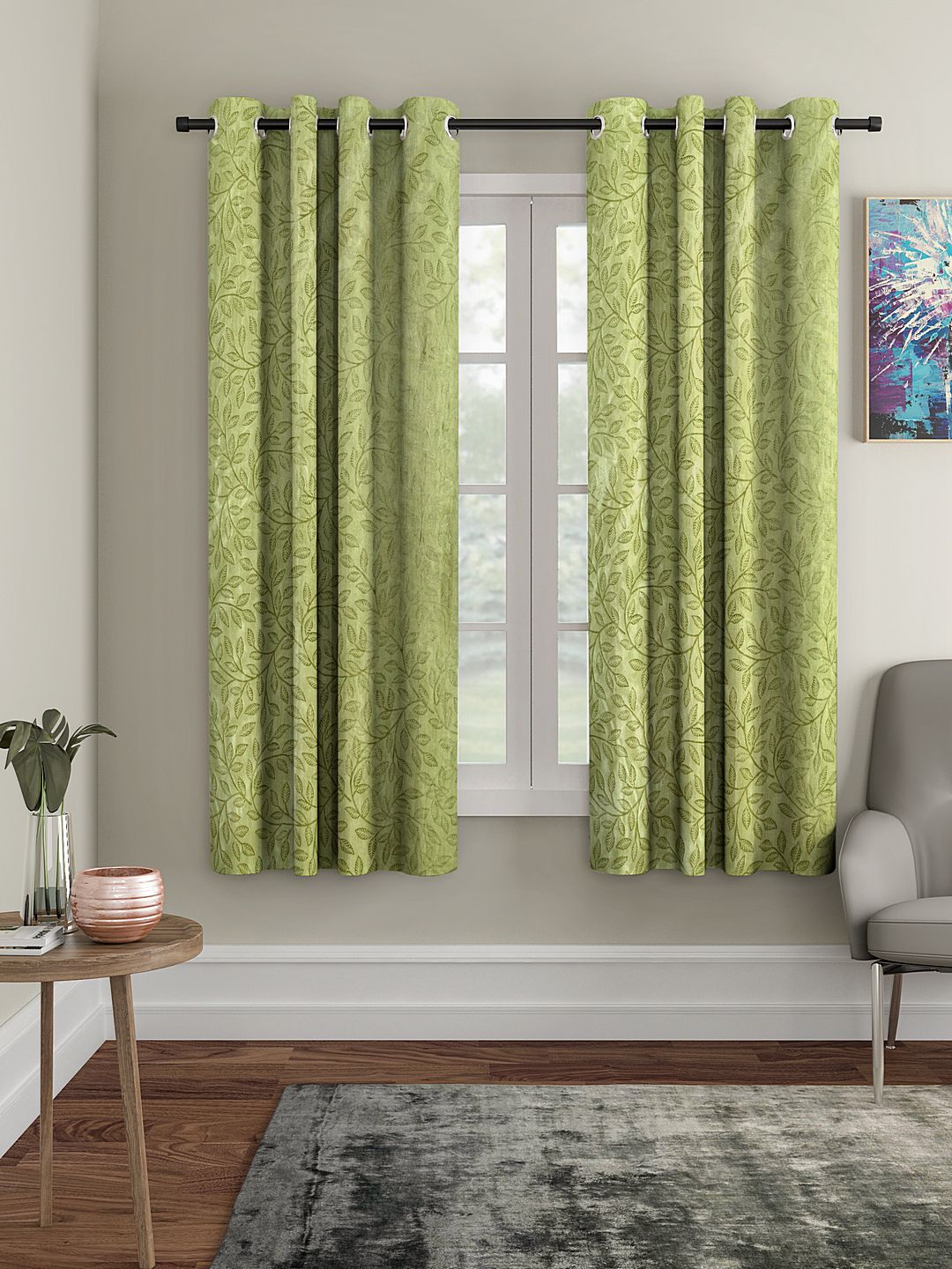 Cortina Green Set of 2 Window Curtains Price in India