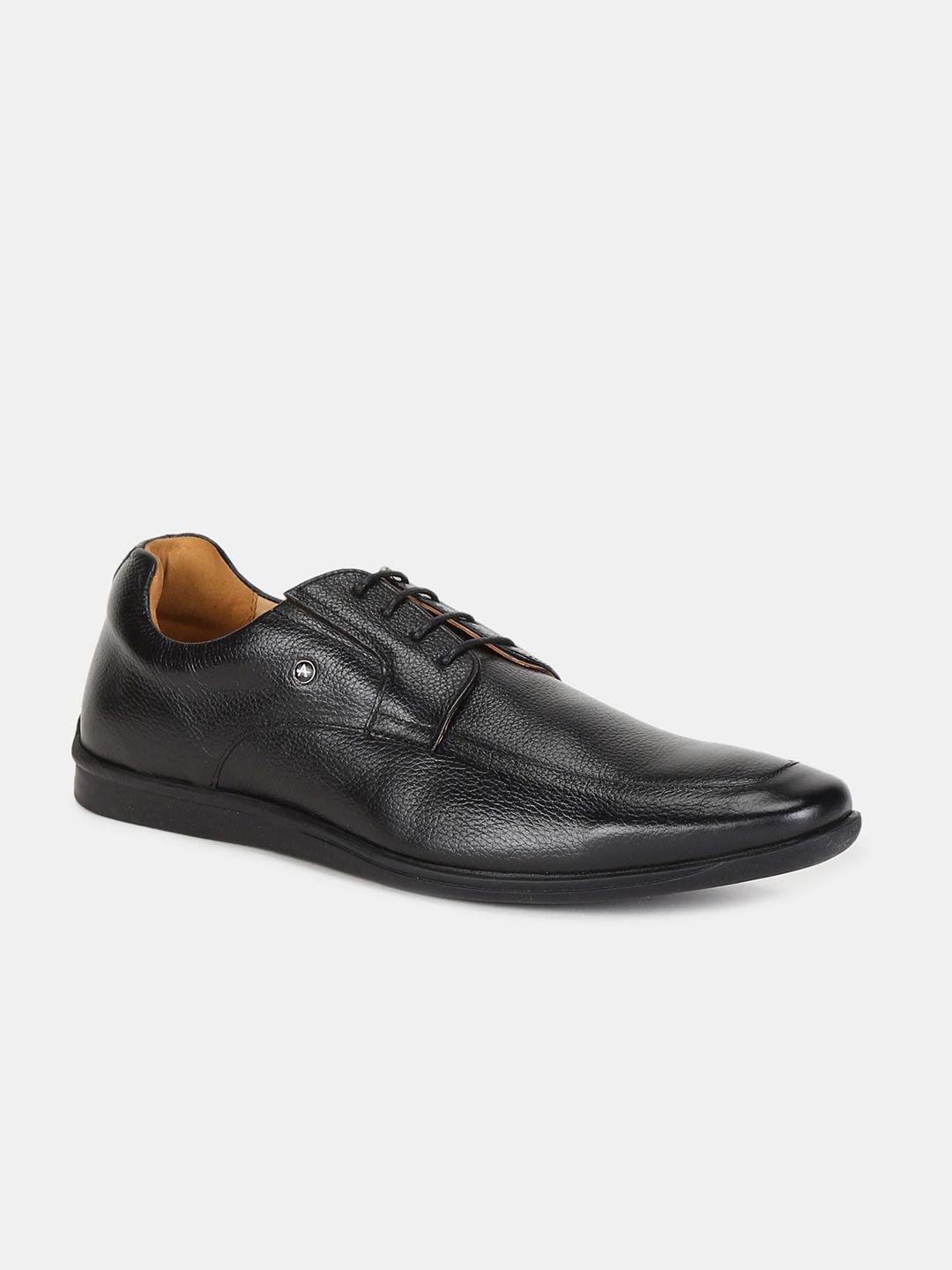 Arrow Men Black Textured Leather Formal Derbys
