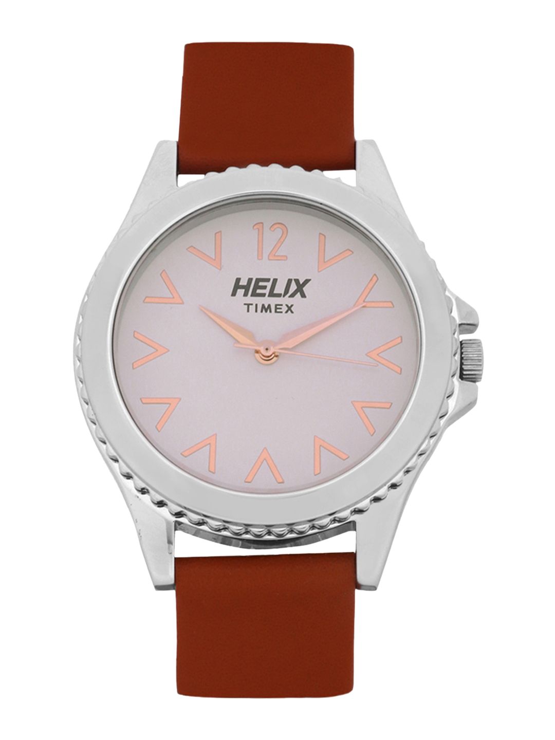 Helix Women Silver-Toned & Orange Analogue Watch TW035HL05 Price in India