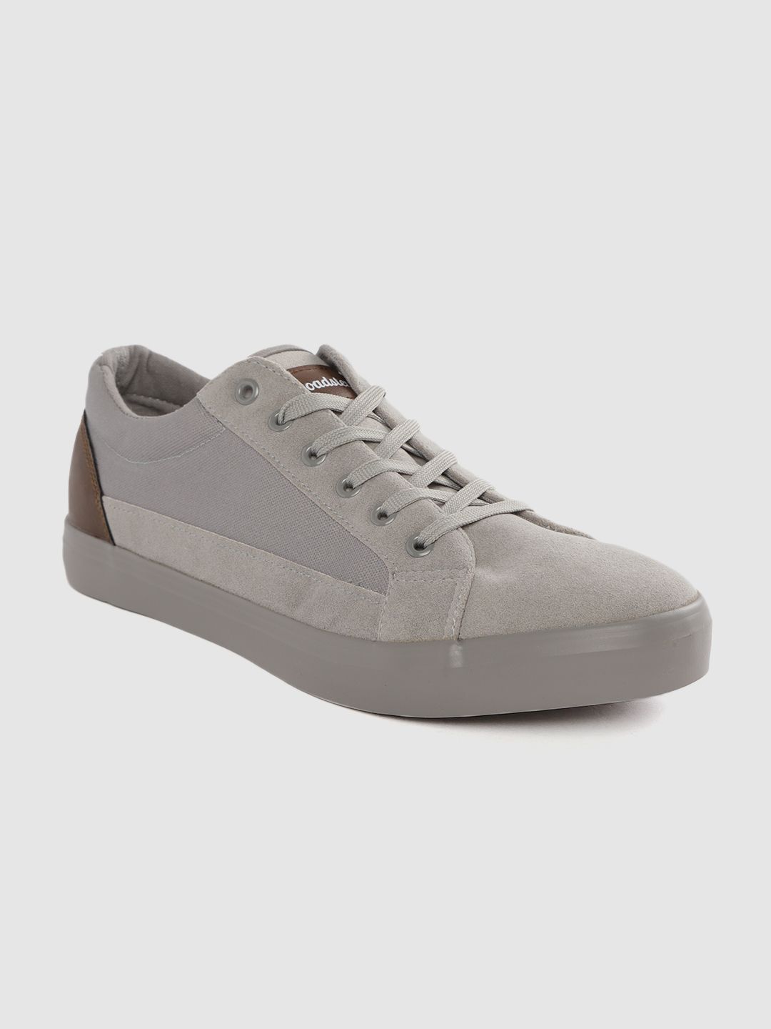 Roadster Men Grey Solid Suede Finish Sneakers