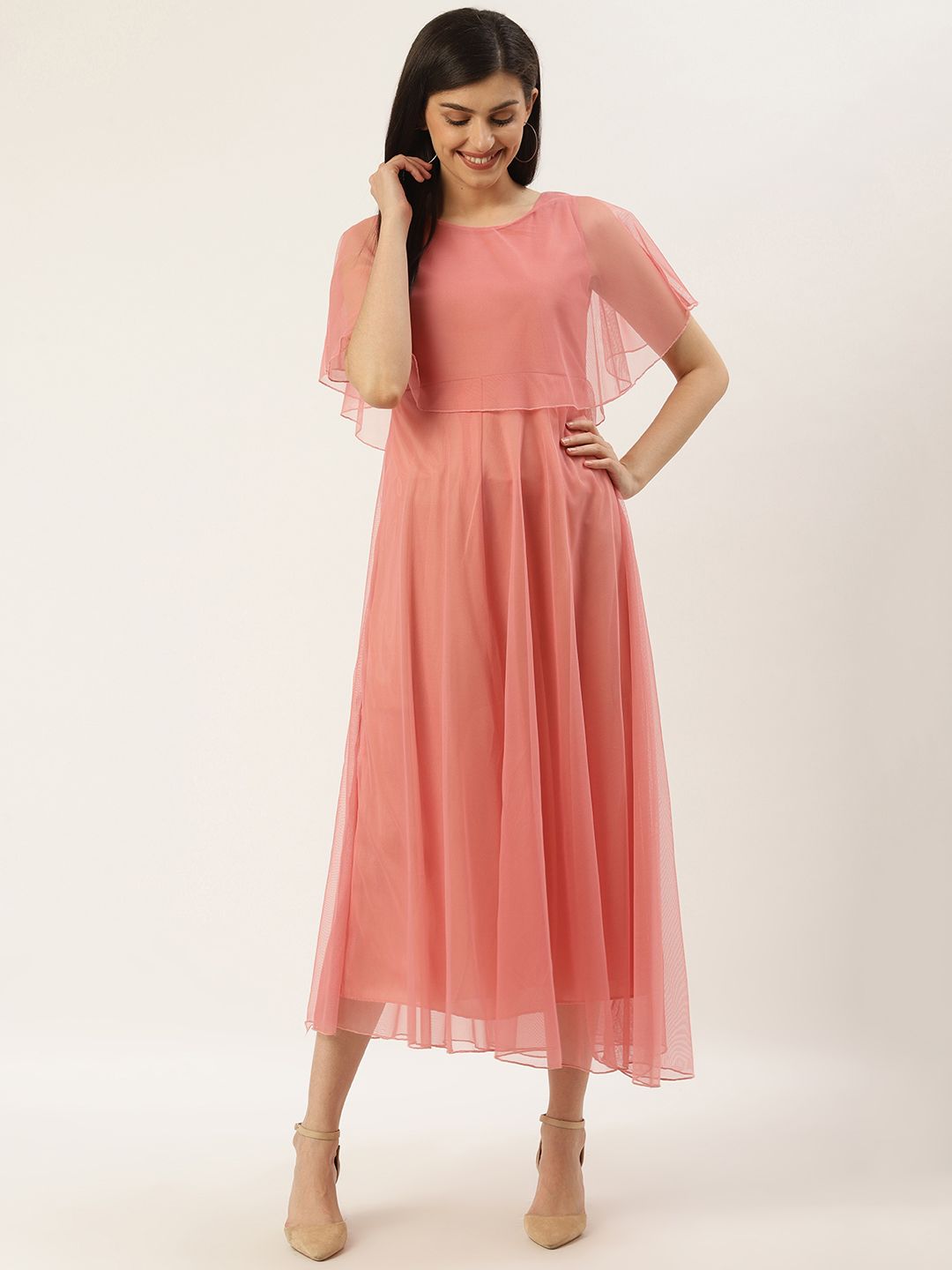 U&F Women Pink Solid Maxi Dress Price in India