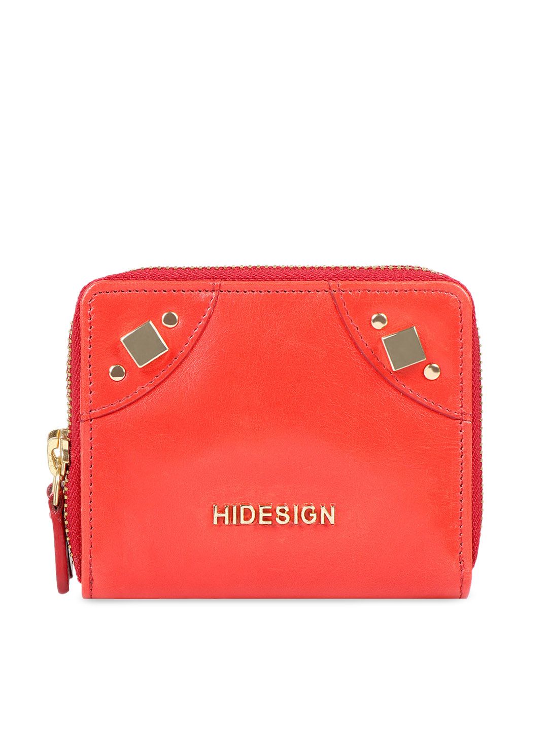 Hidesign Women Red Solid Zip Around Wallet Price in India