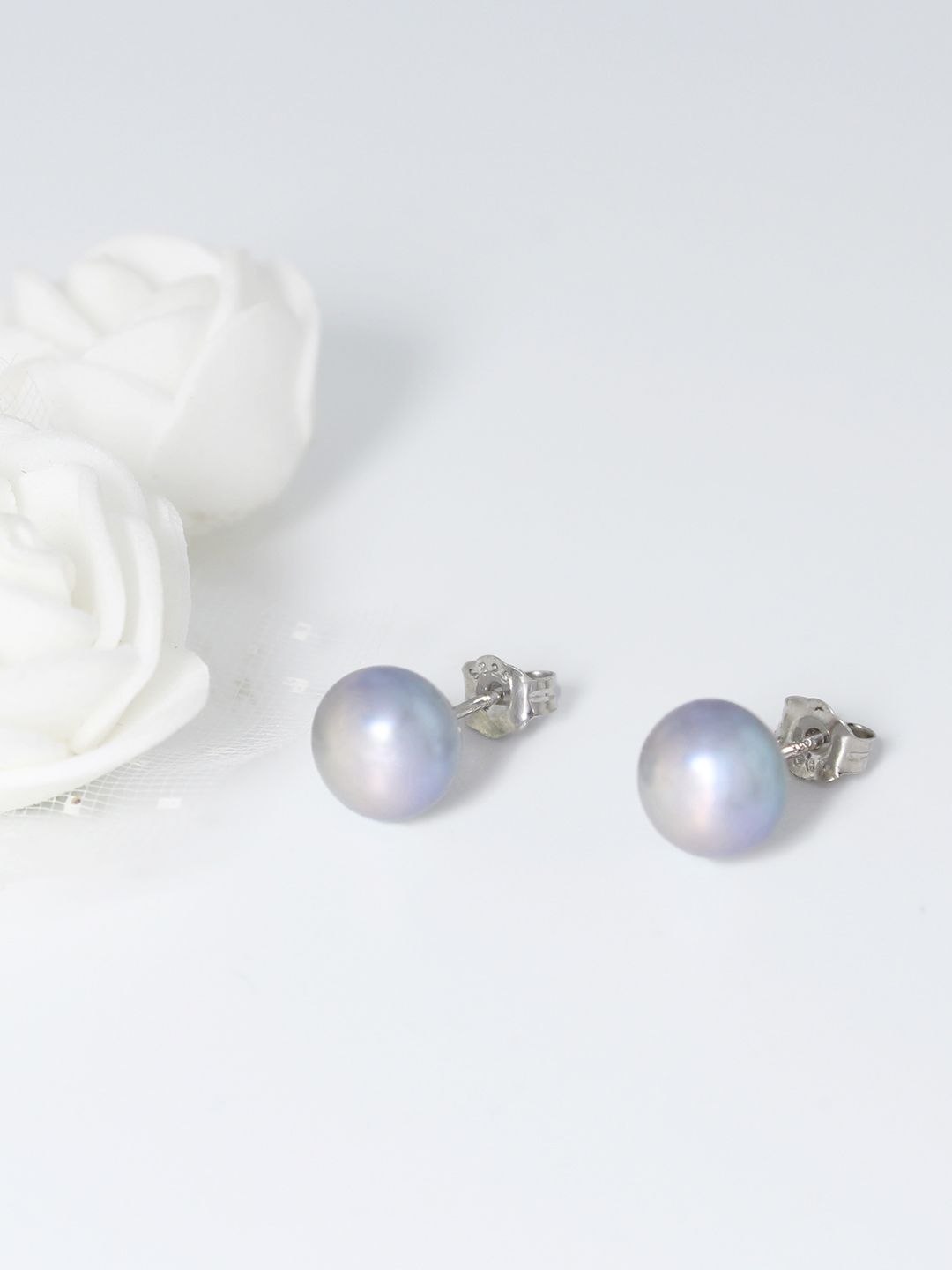 GIVA Rhodium-Plated Sterling Silver Pearl Earrings withg 925 Stamp Price in India