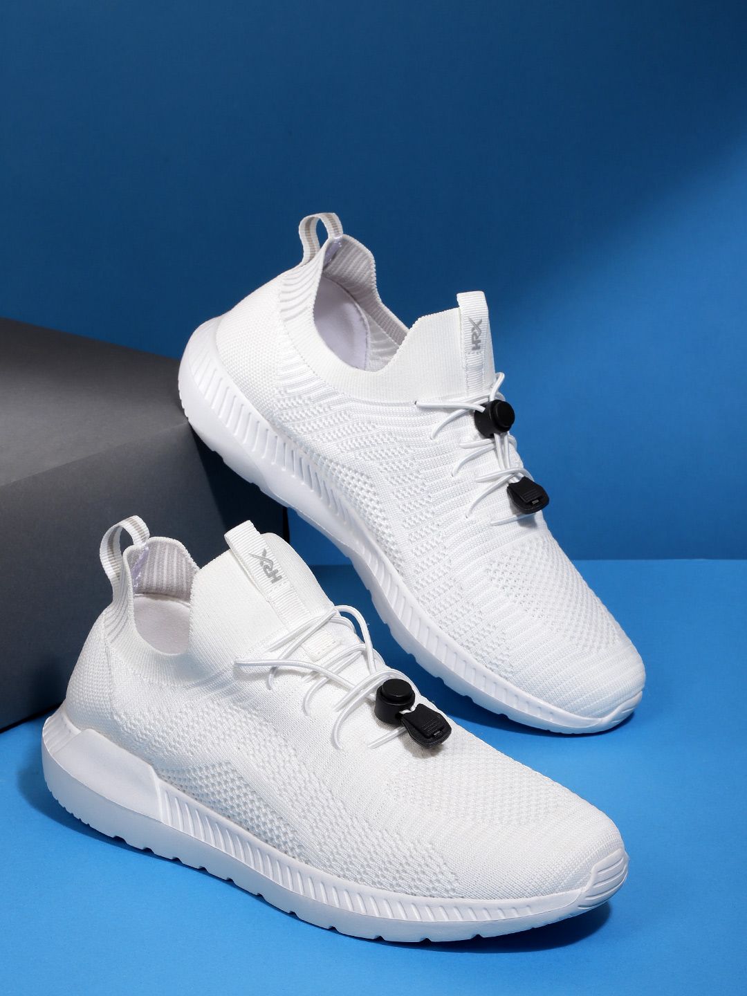 HRX by Hrithik Roshan Women White Woven Design Marble Knit Running Shoes Price in India