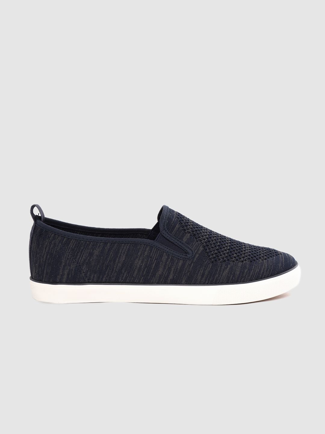 Roadster Men Navy Blue Woven Design Slip-On Sneakers