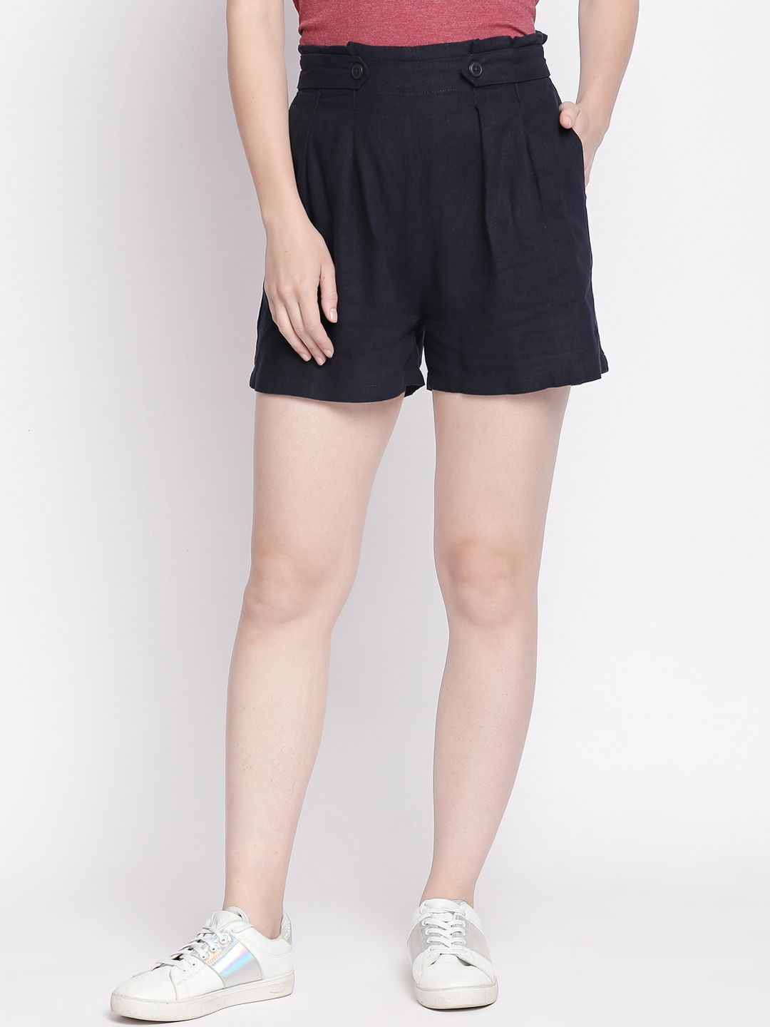Honey by Pantaloons Women Navy Blue Solid Regular Fit Shorts