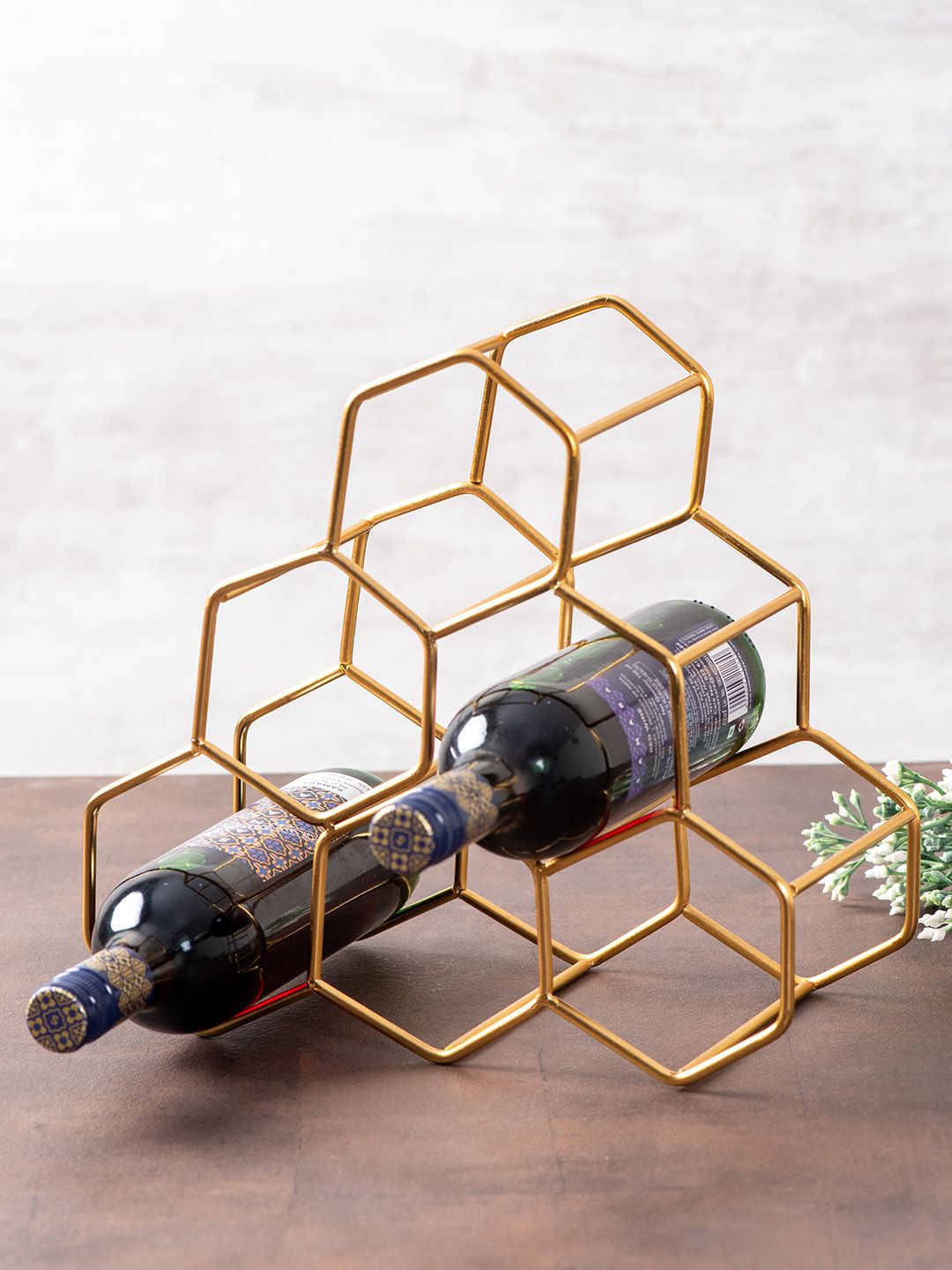 nestroots Gold-Toned Solid Metallic Wine Rack Price in India