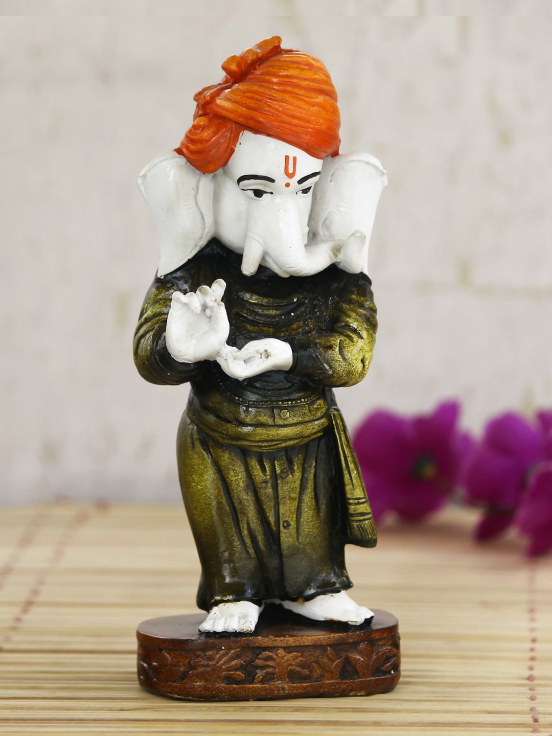 eCraftIndia Green & White Handcrafted Lord Ganesha Showpiece Price in India