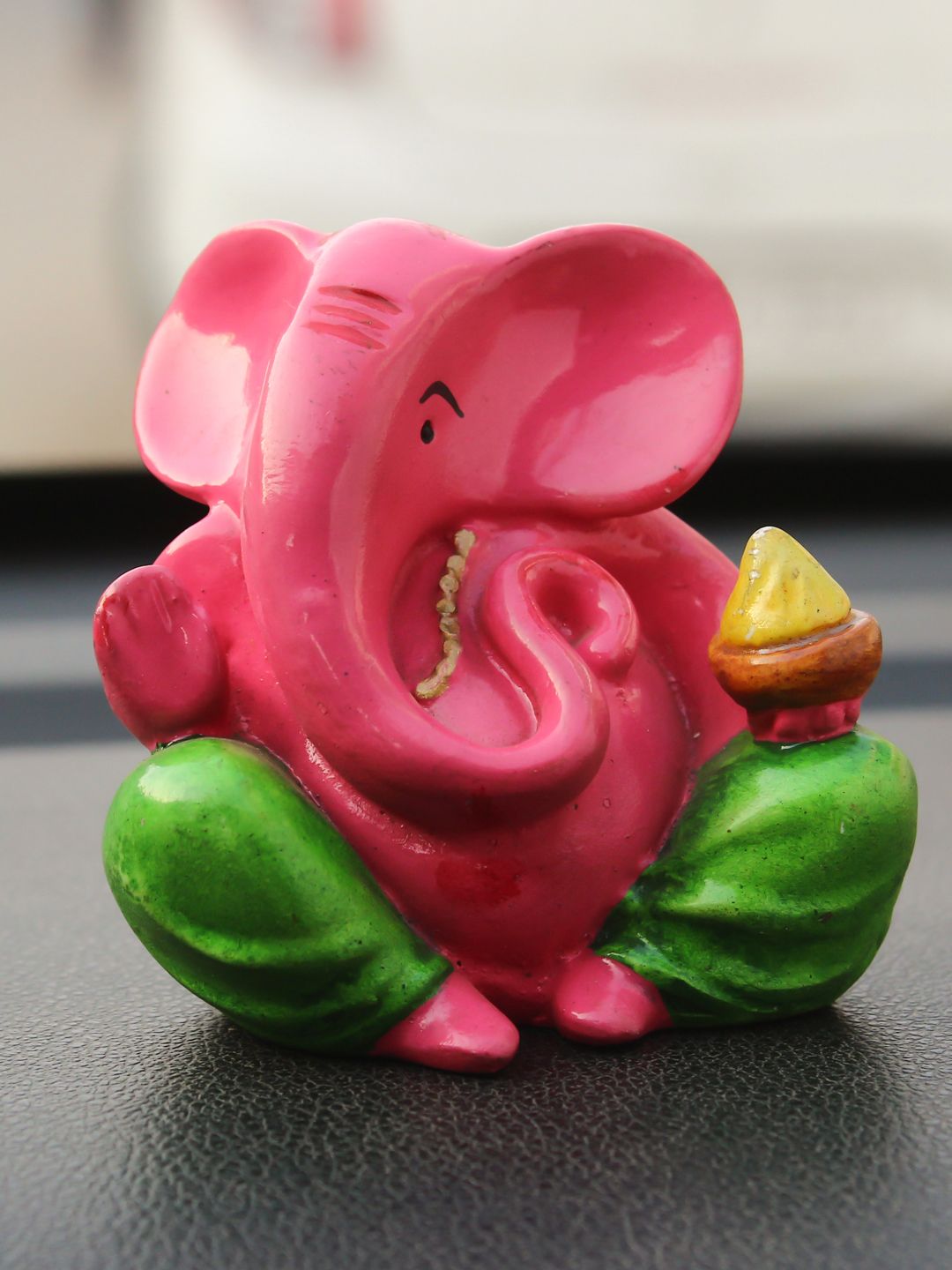 eCraftIndia Pink & Green Handcrafted Lord Ganesha Idol Showpiece Price in India
