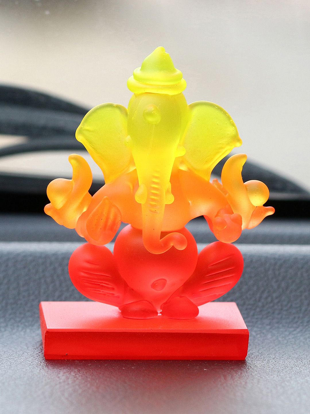 eCraftIndia Yellow & Orange Crystal Double-Sided Lord Ganesha Idol Price in India