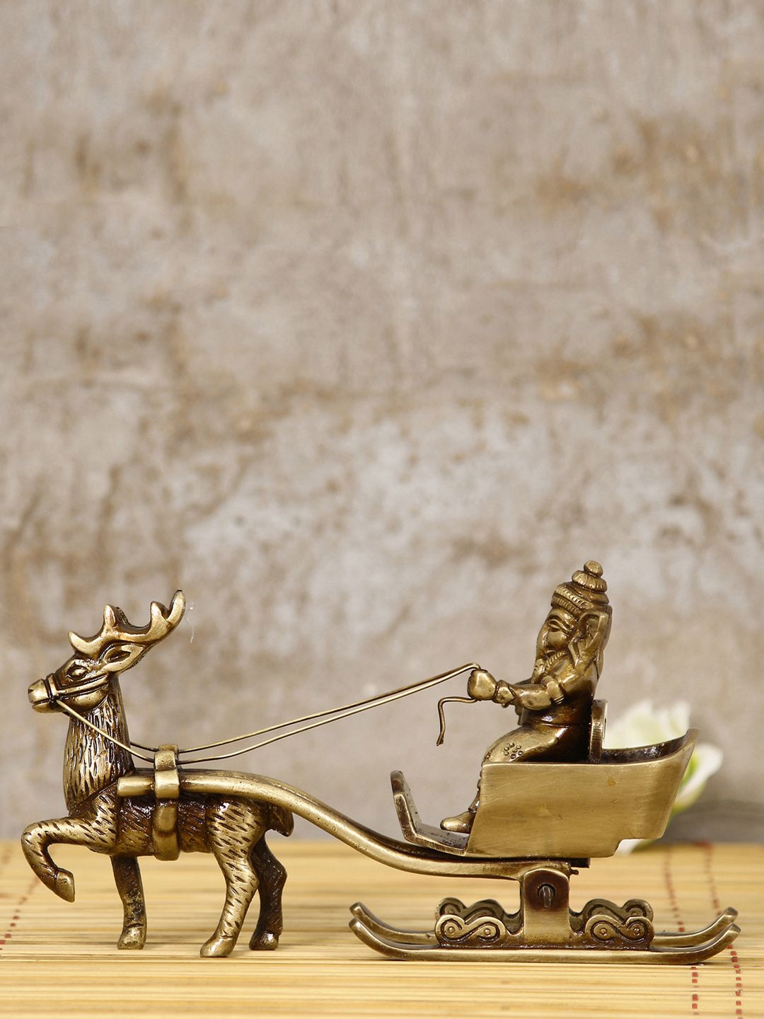 eCraftIndia Gold-Toned Handcrafted Lord Ganesha Savari Antique Showpiece Price in India