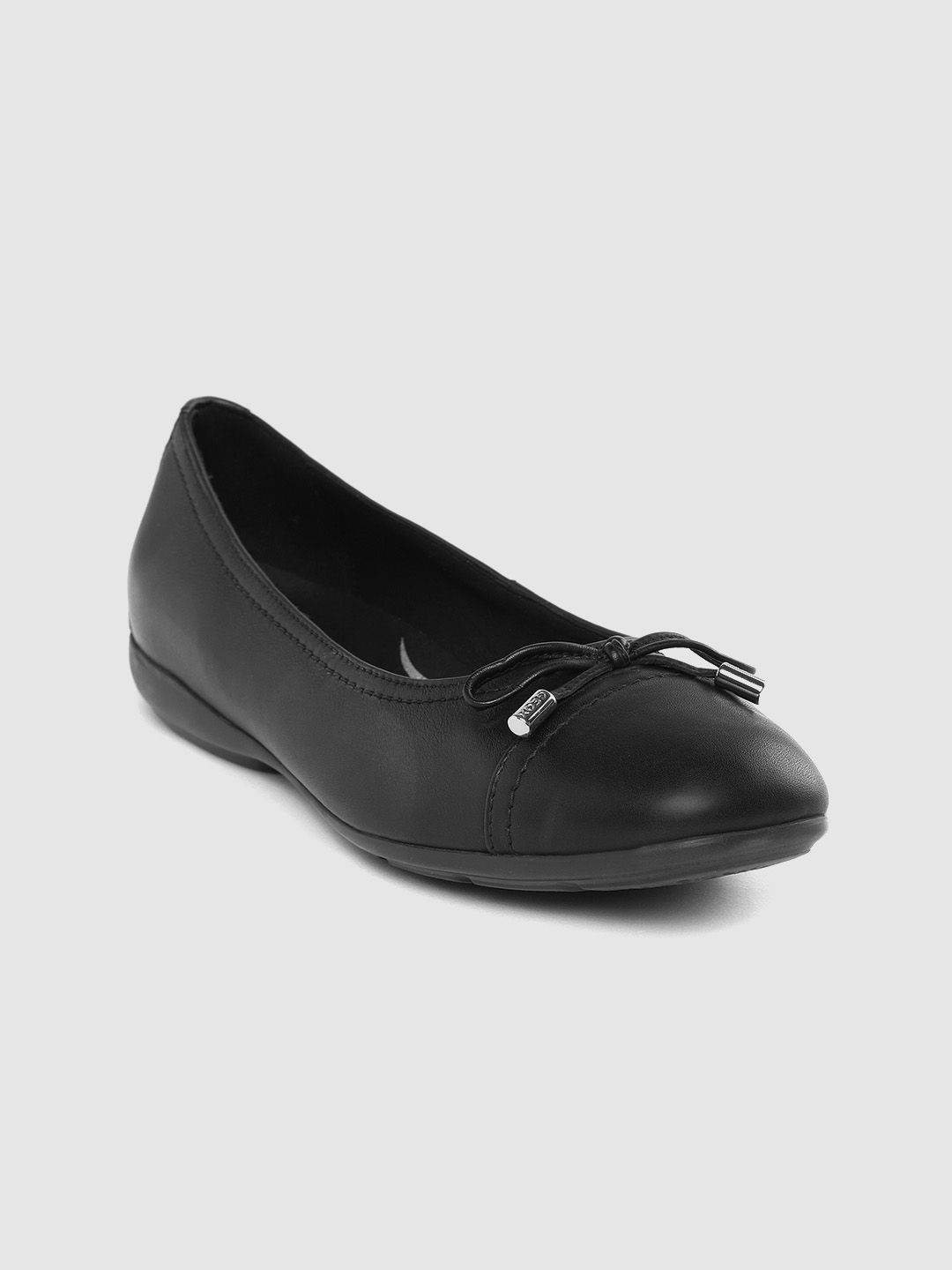 Geox Women Black Solid Leather Ballerinas