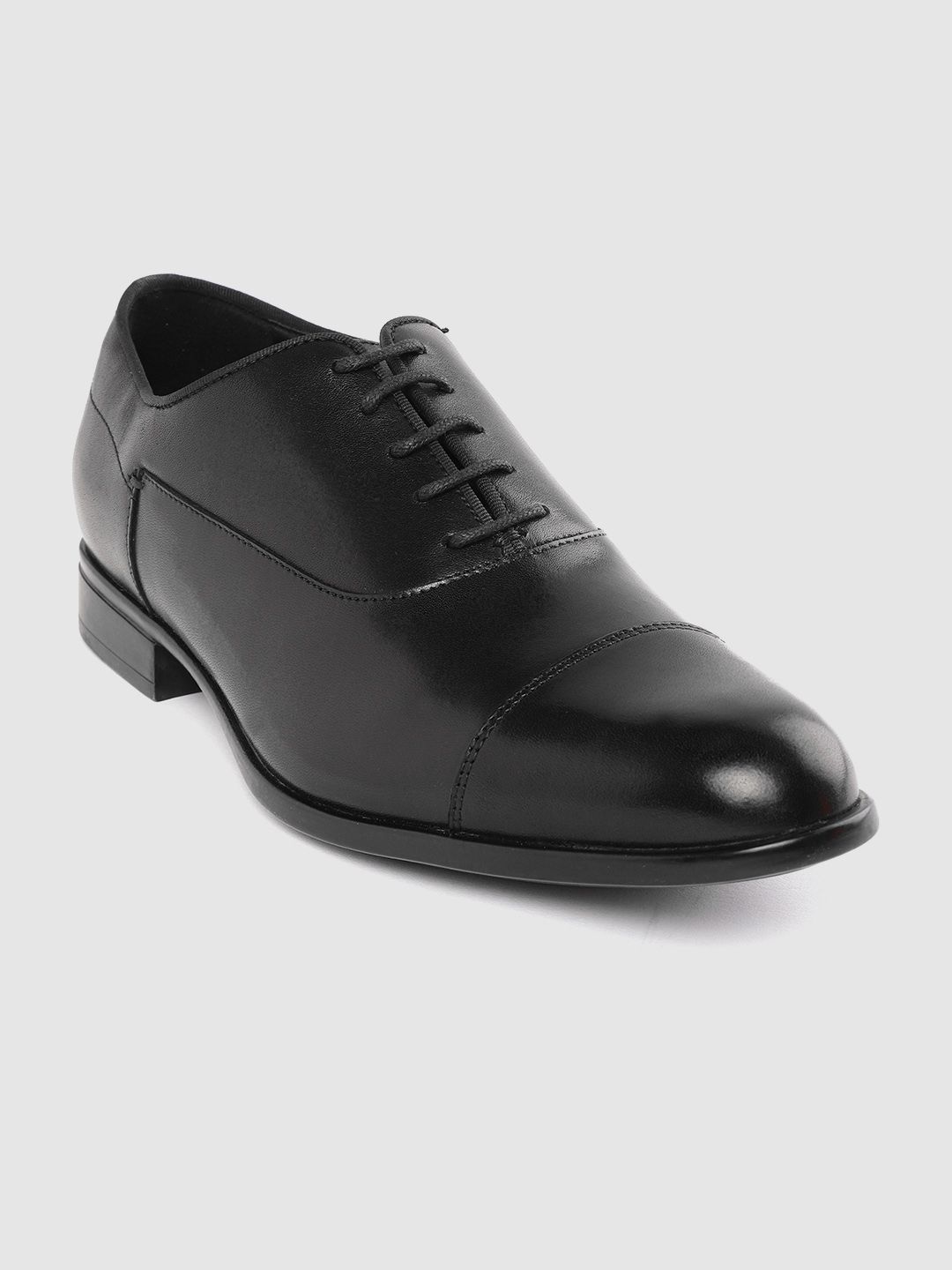 Geox Men Black Solid Leather Formal Oxford Shoes