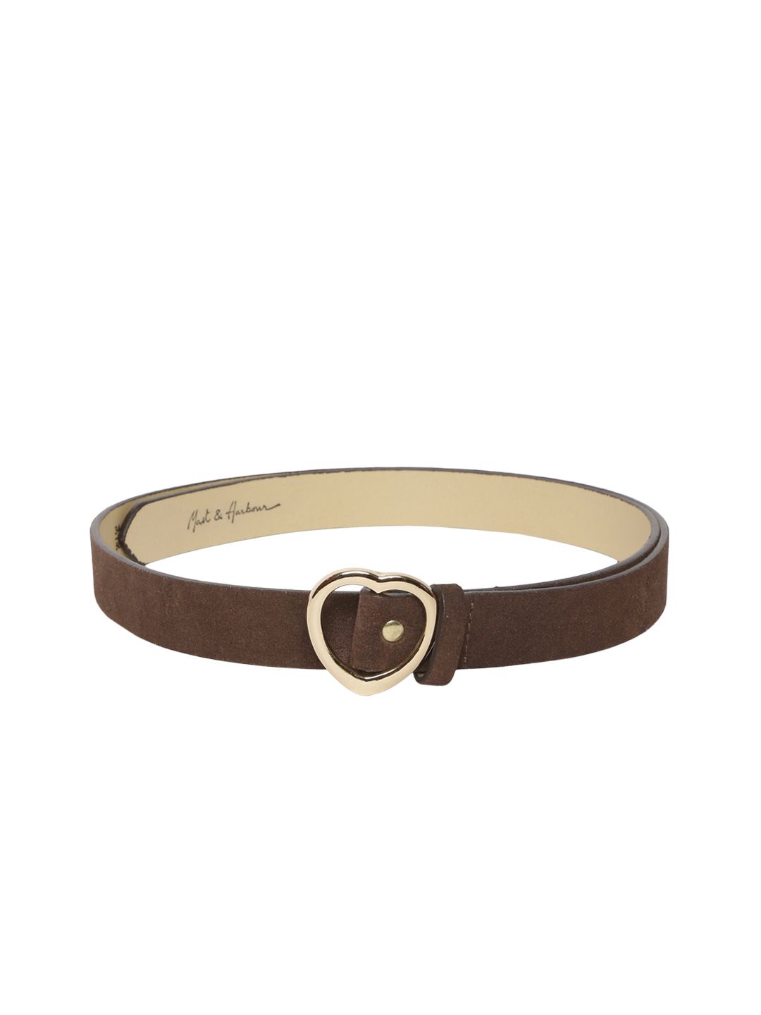 Mast & Harbour Women Brown Solid Leather Belt Price in India