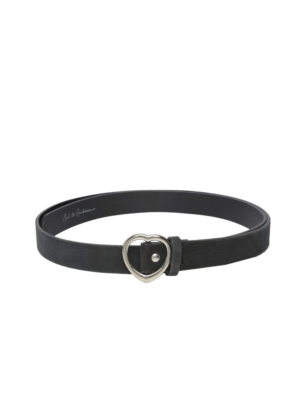 Mast & Harbour Women Black Solid Leather Belt Price in India