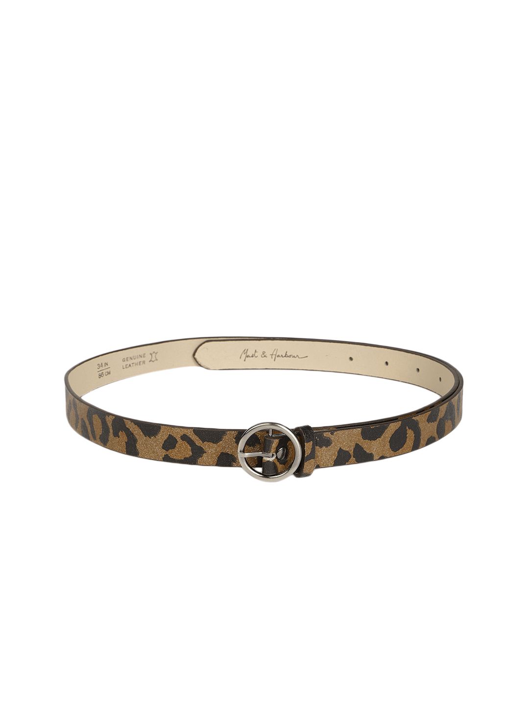 Mast & Harbour Women Brown & Black Printed Leather Belt Price in India