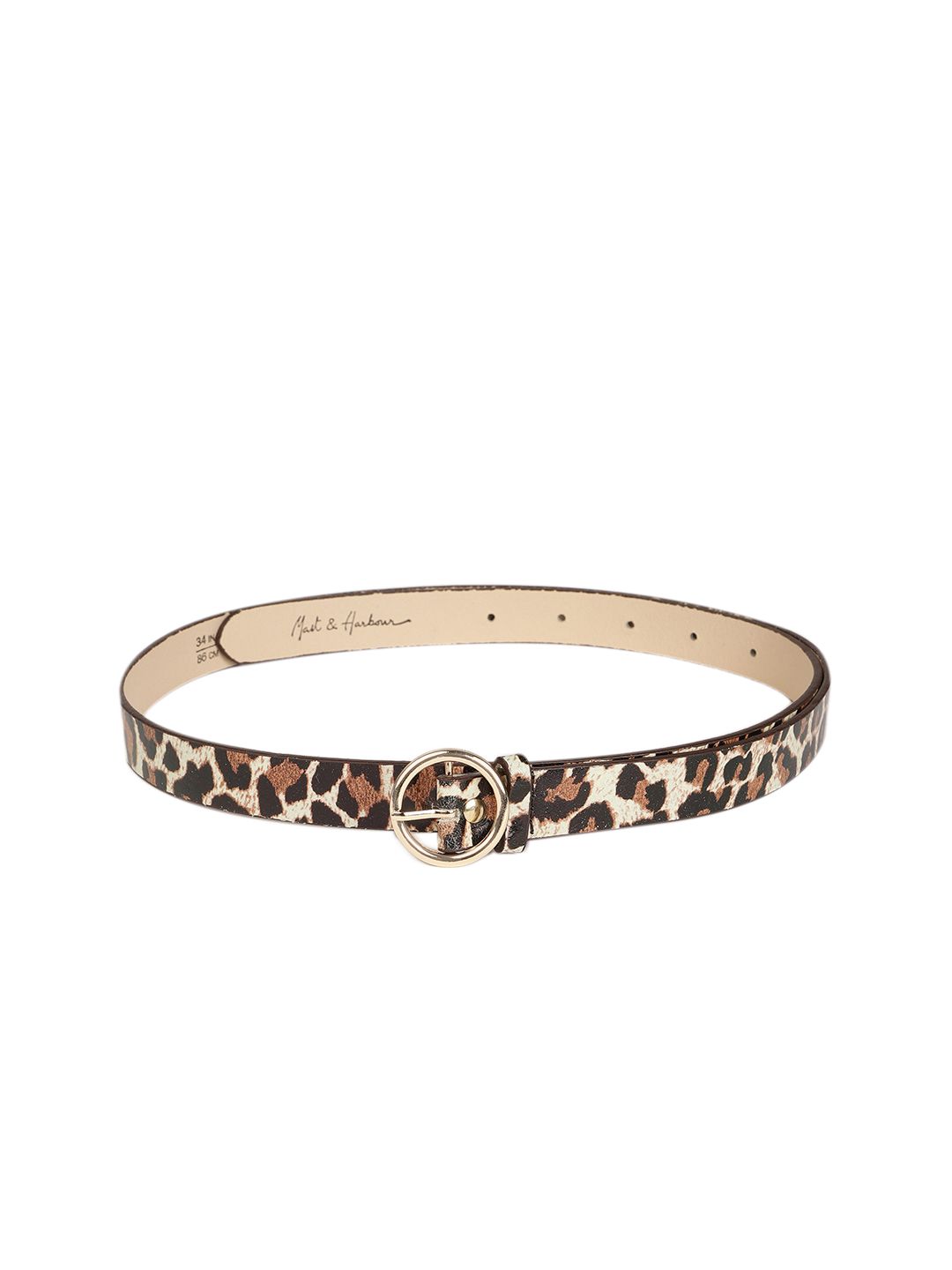 Mast & Harbour Women Brown Printed Leather Belt Price in India