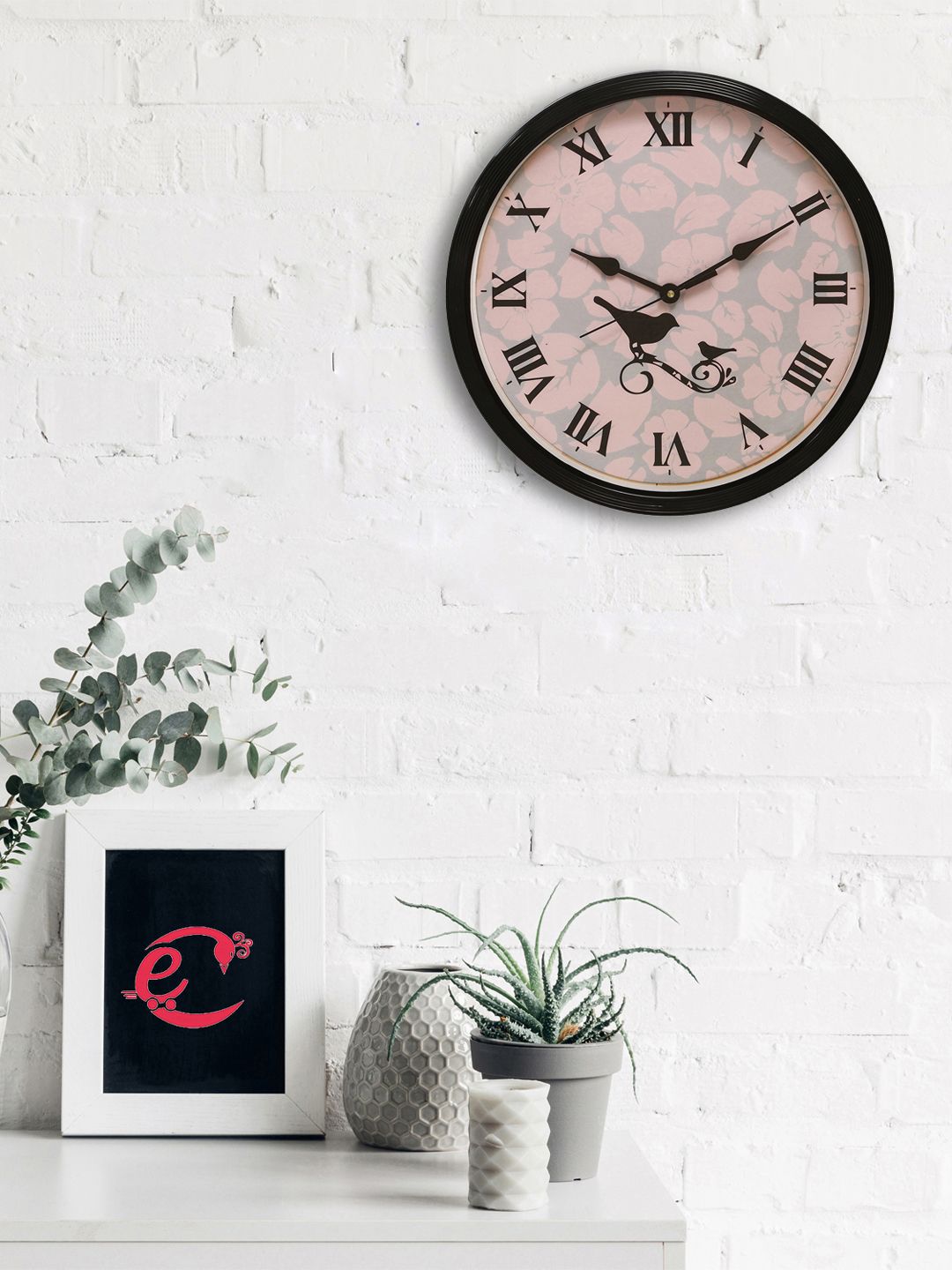 eCraftIndia Pink Round Printed Analogue Wall Clock Price in India