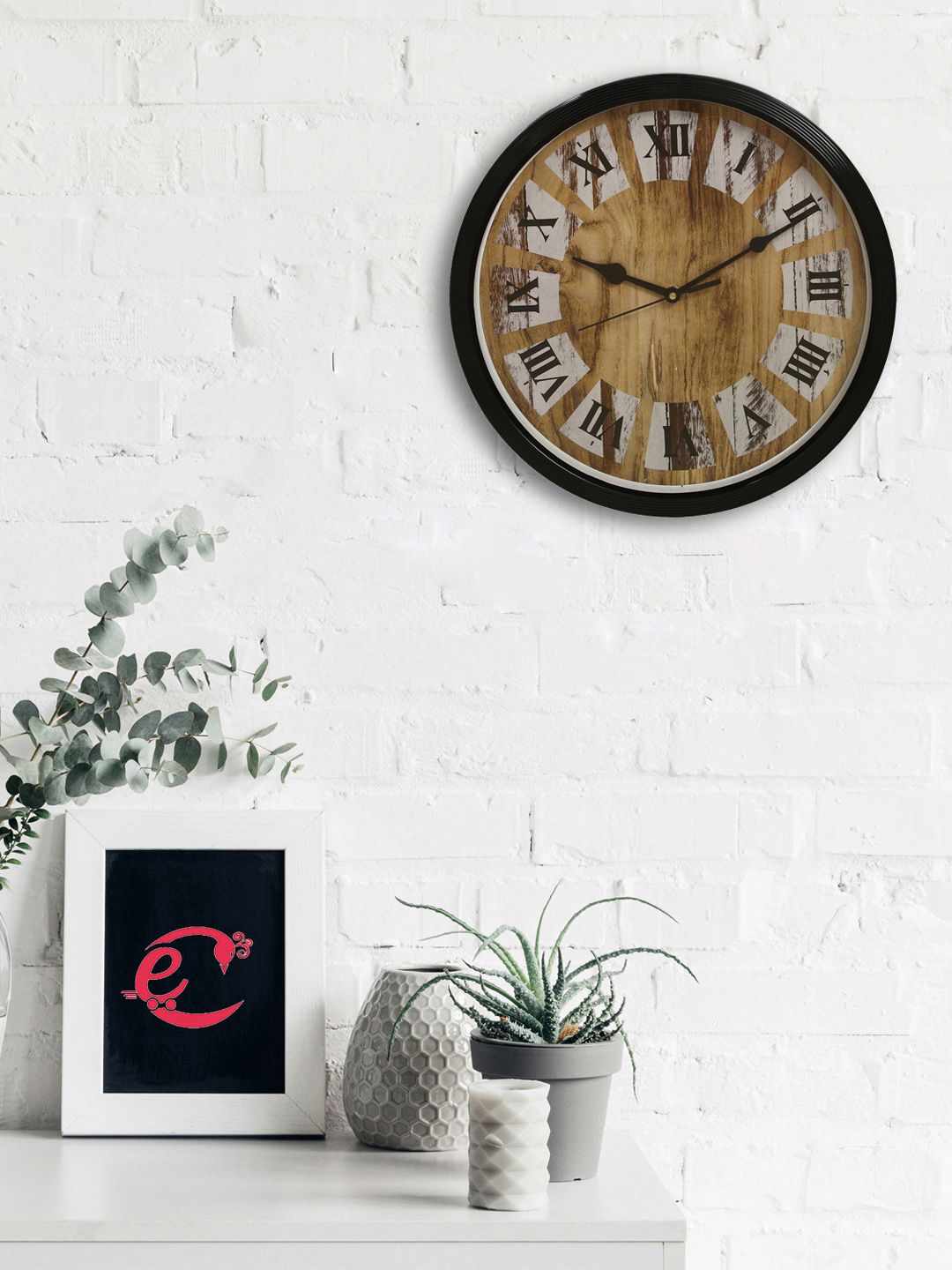 eCraftIndia Black Round Solid Analogue Wall Clock  31 cm x 31 cm Price in India