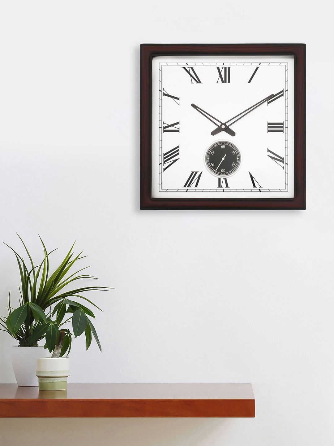 eCraftIndia Brown Square Solid Analogue Wall Clock 36cm x 36cm Price in India