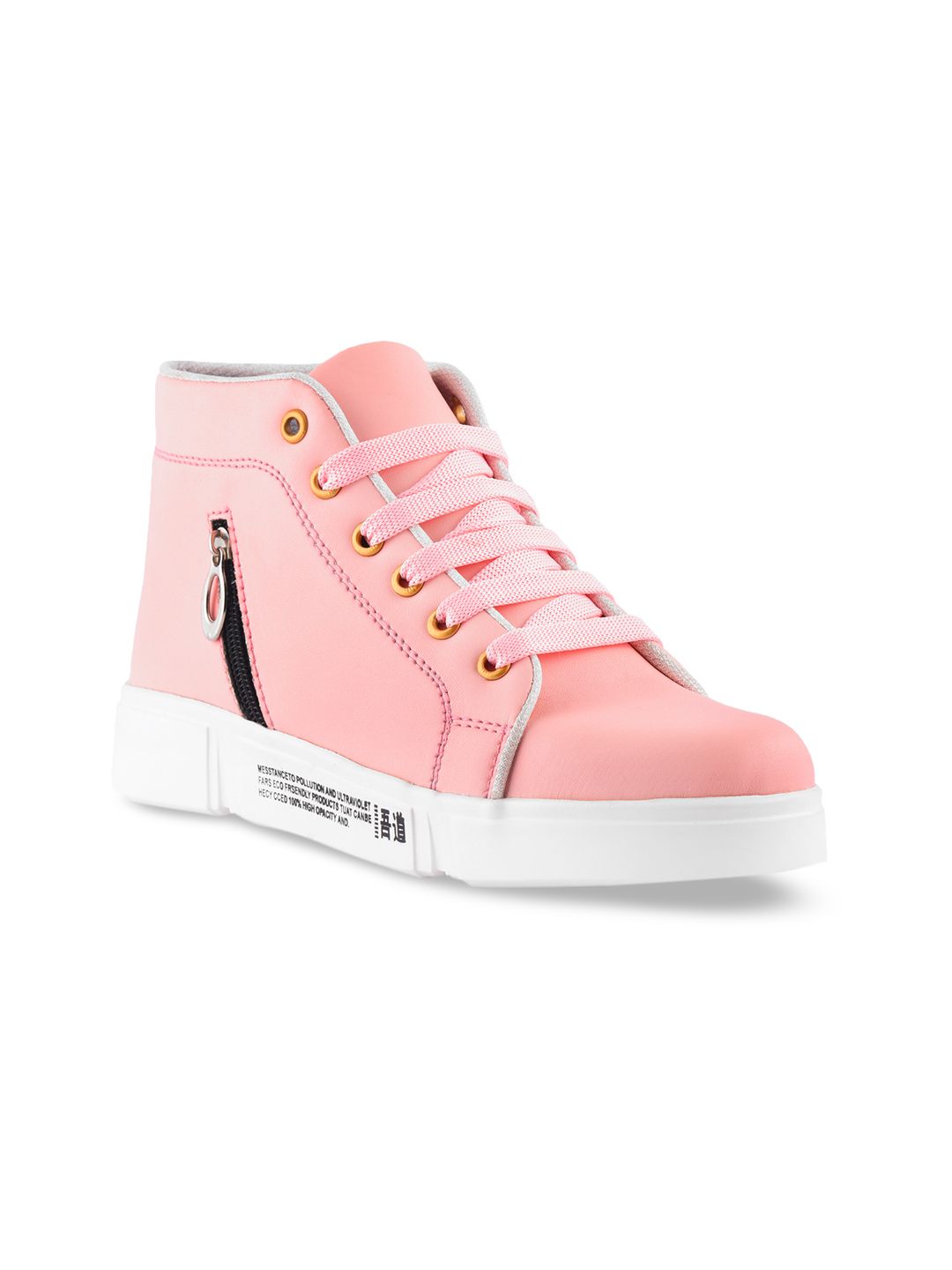 ZAPATOZ Women Pink Solid Lightweight Mid-Top Sneakers Price in India