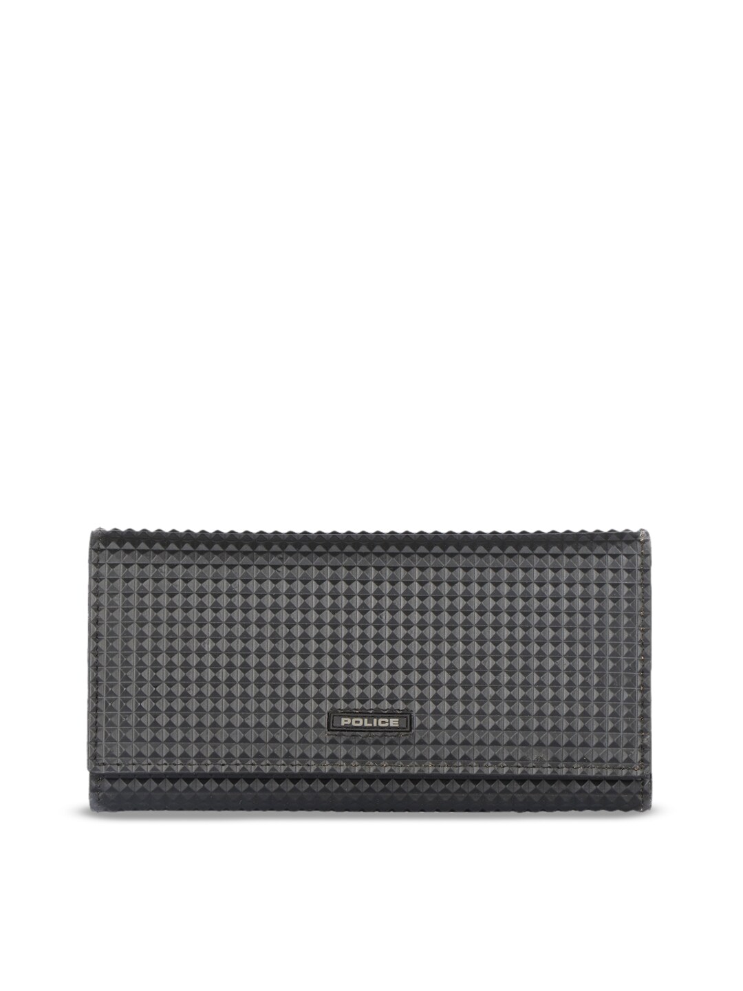 Police Women Black Textured Leather Envelope Wallet Price in India