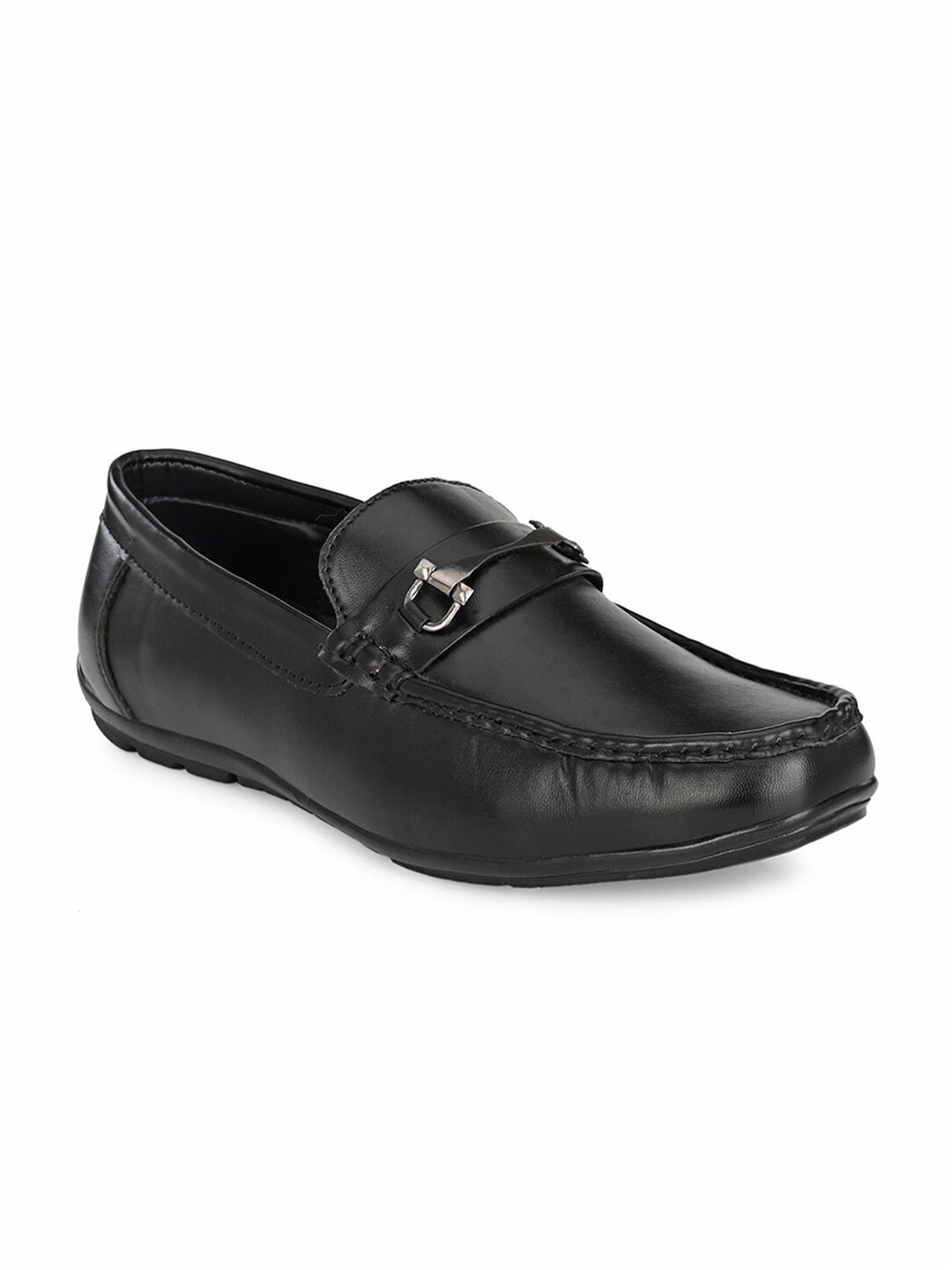 John Karsun Men Black Solid Formal Loafers