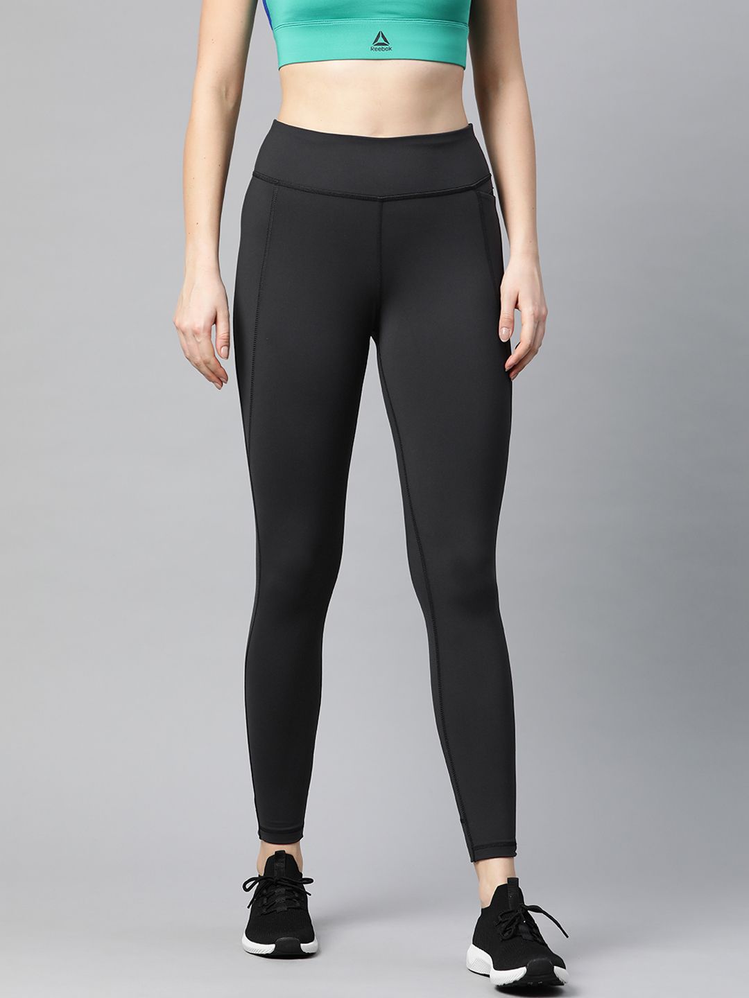 Reebok Women Black Supply Lux 2.0 Solid Training Tights Price in India